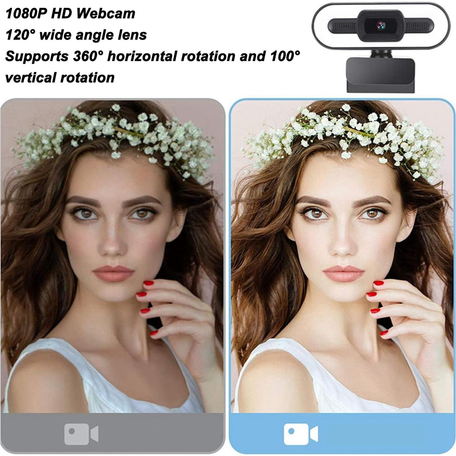 Cámara Web 1080P XUMIUZIY con Micrófono y Luz Ajustable