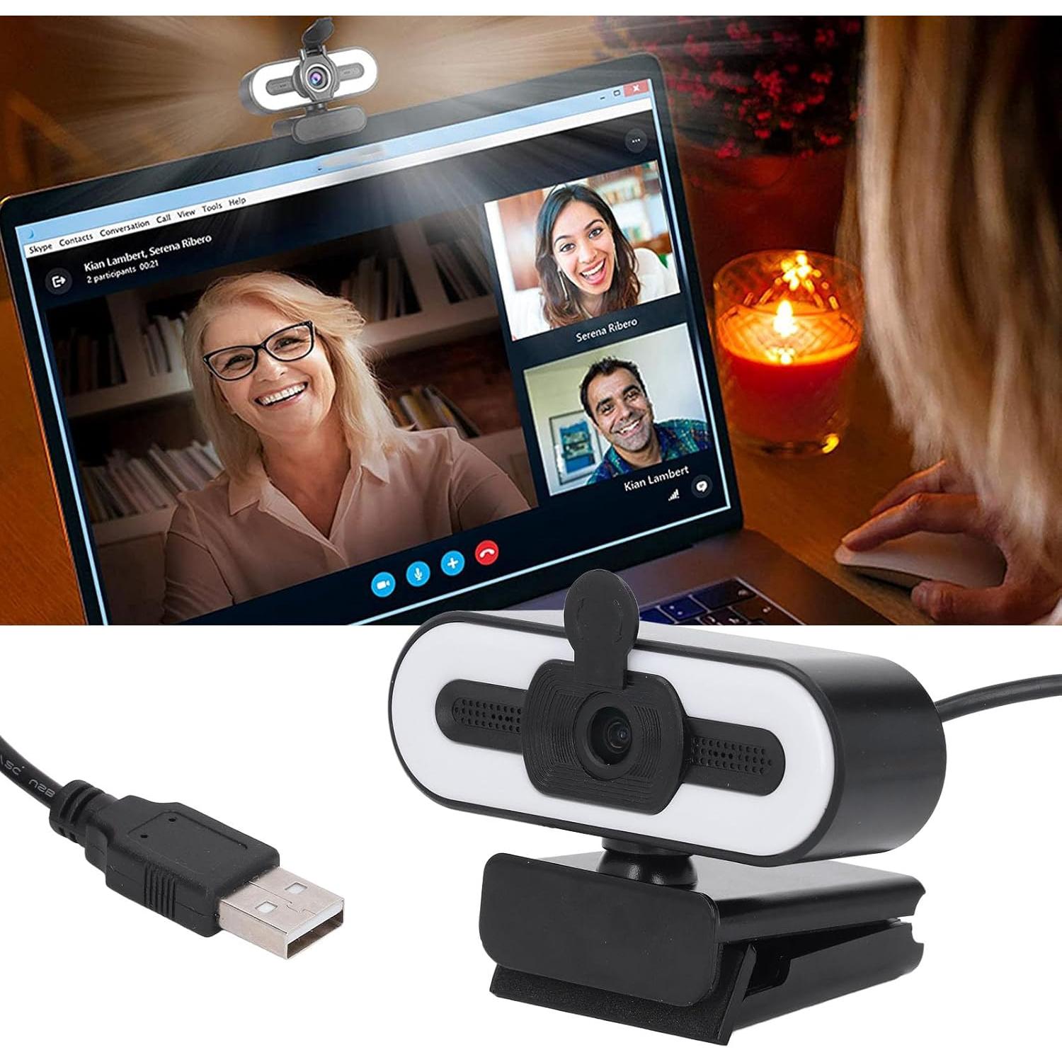 Cámara Web 1080P XUMIUZIY con Micrófono y Luz Ajustable