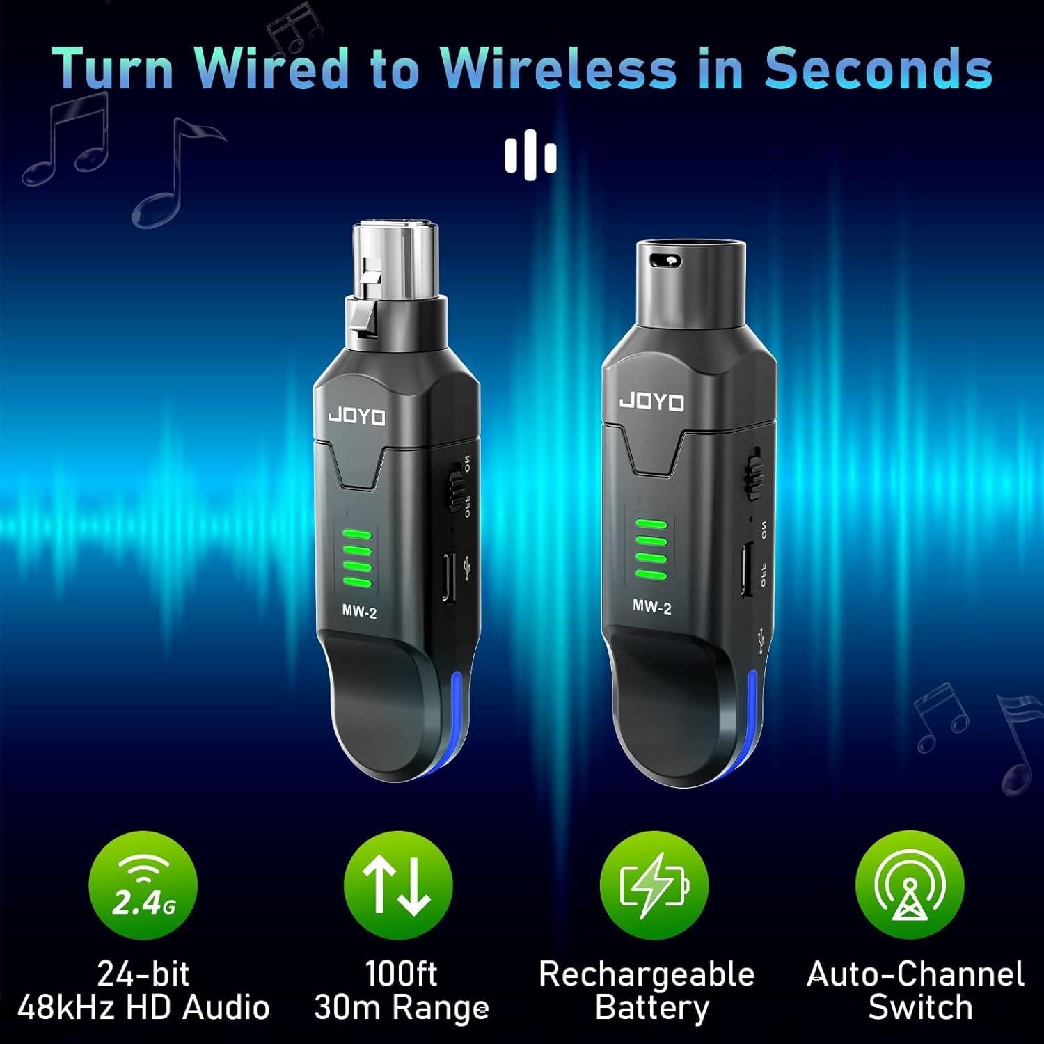 Micrófono Inalámbrico JOYO MW-2 2.4GHz 4 Canales Phantom