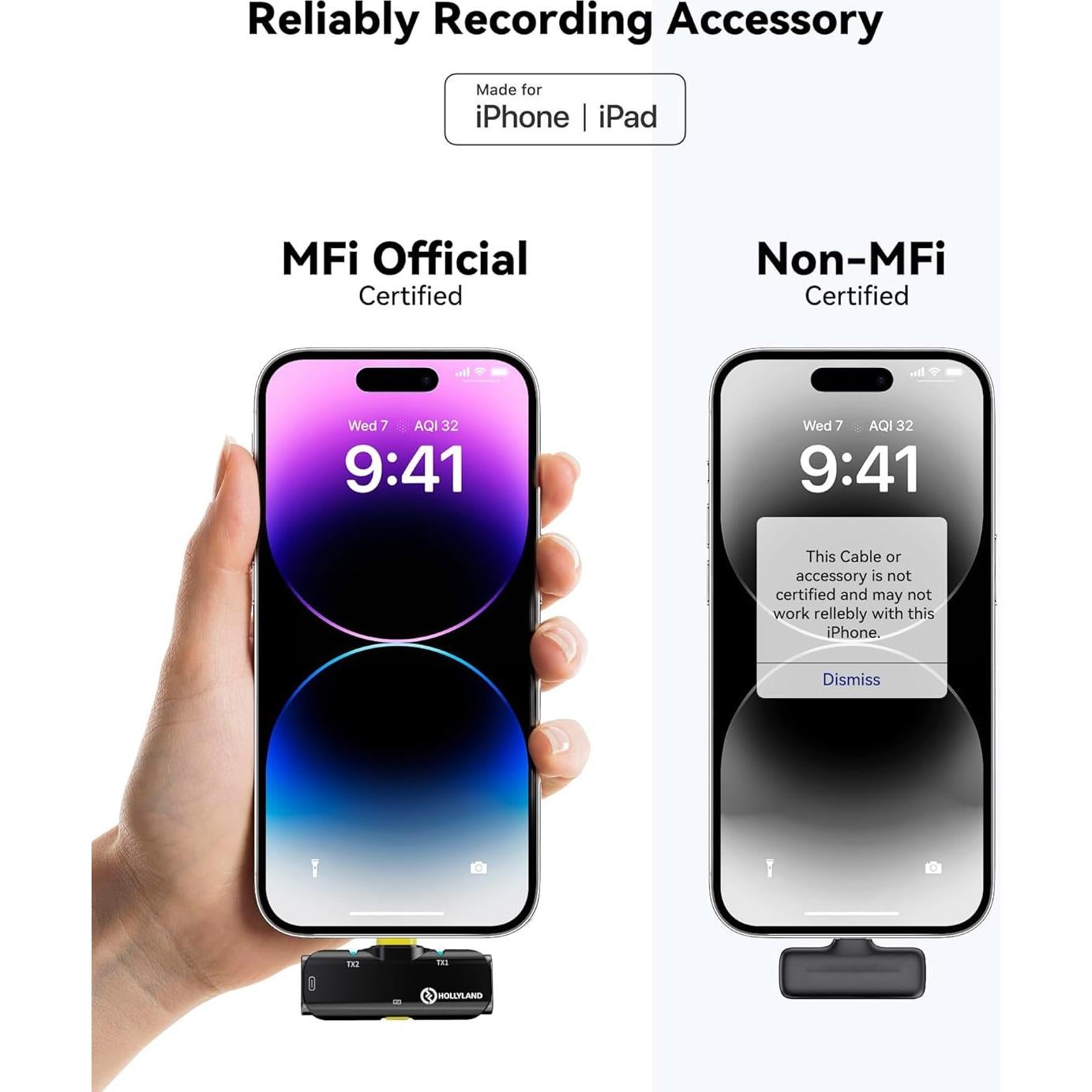 Micrófono Lavalier Inalámbrico Hollyland Lark C1 para iPhone