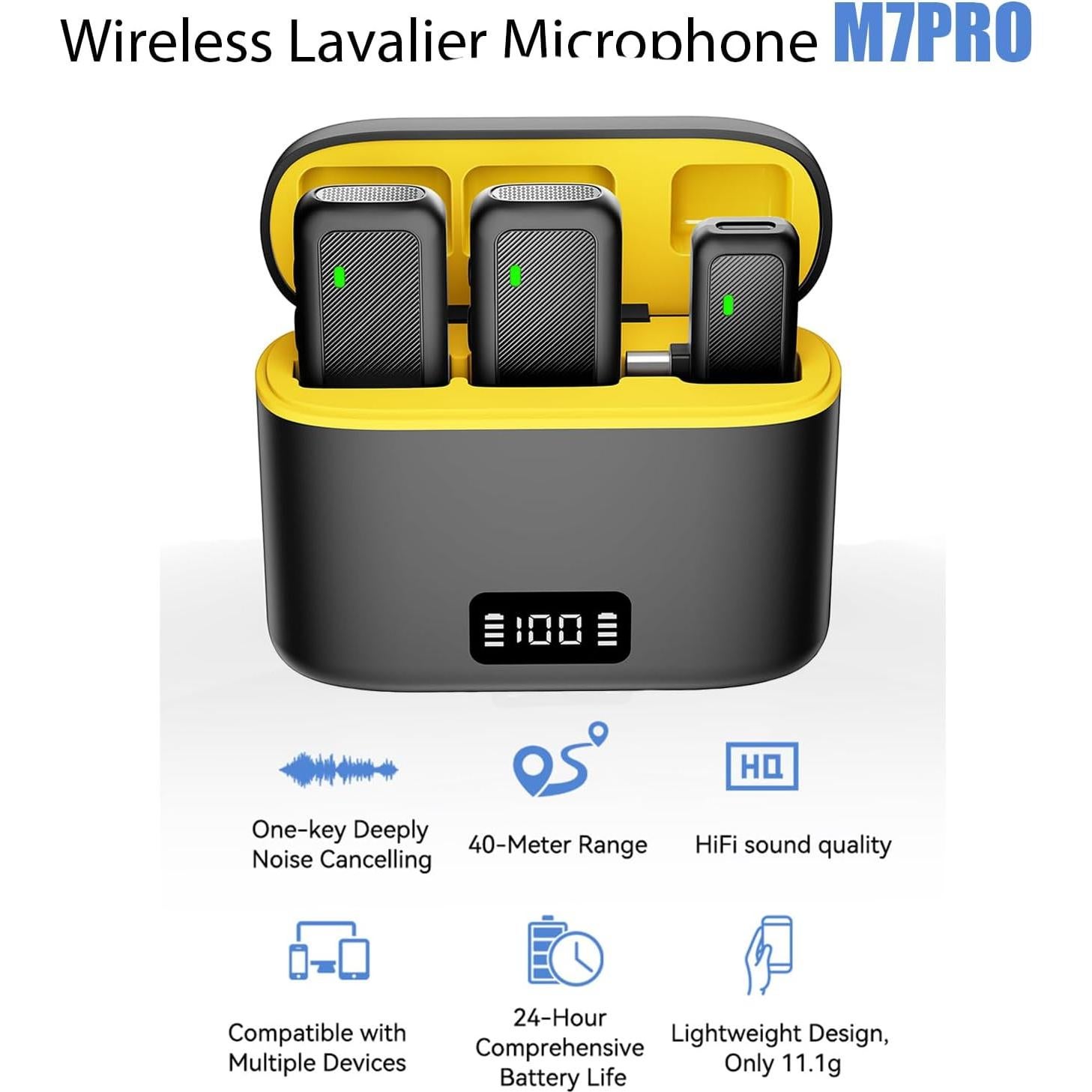 Micrófono Lavalier Inalámbrico Commem AWS-M7Pro-01 con Carga