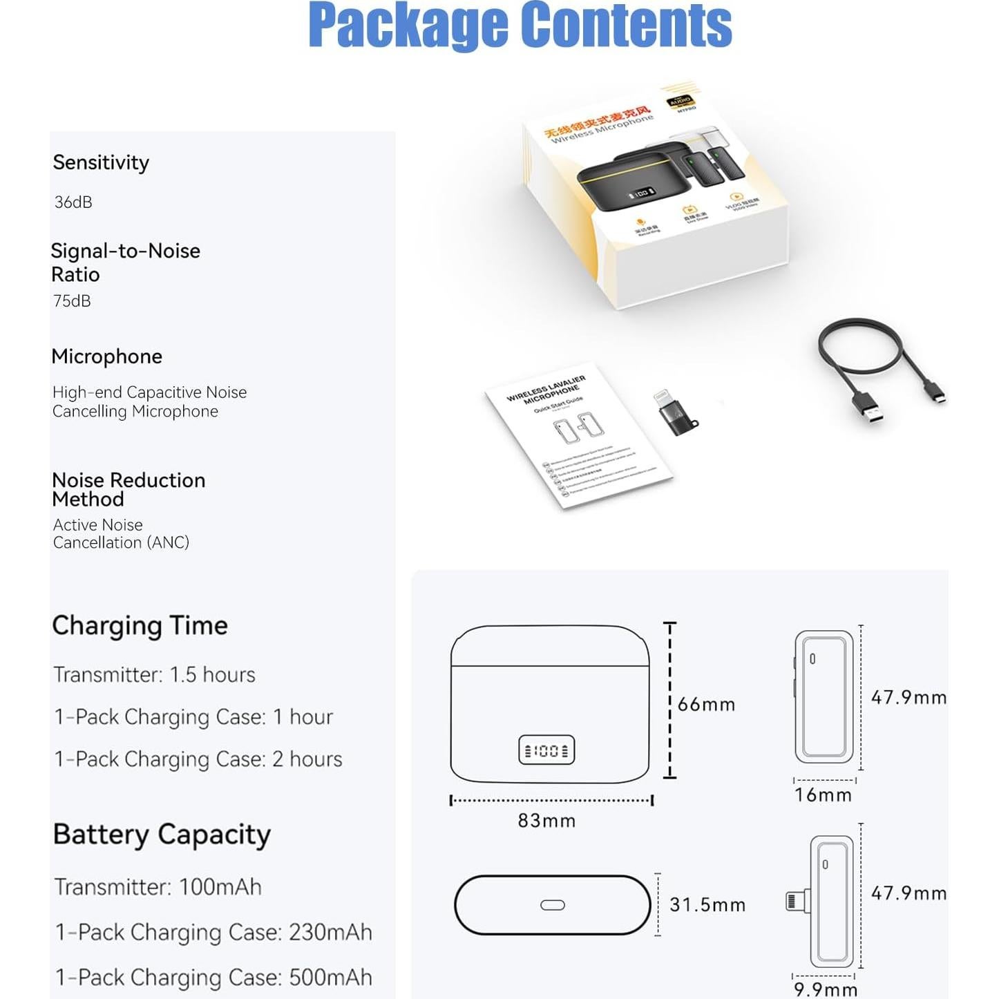 Micrófono Lavalier Inalámbrico Commem AWS-M7Pro-01 con Carga