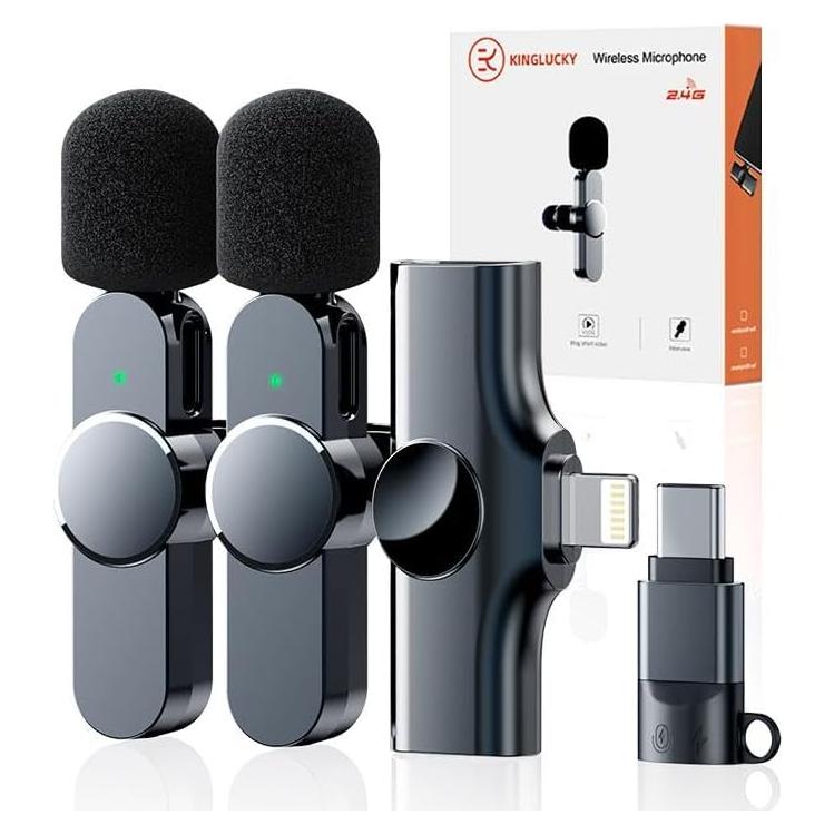 Micrófono Lavalier Inalámbrico Kinglucky KL-M16 - 2 Pcs, 95dB