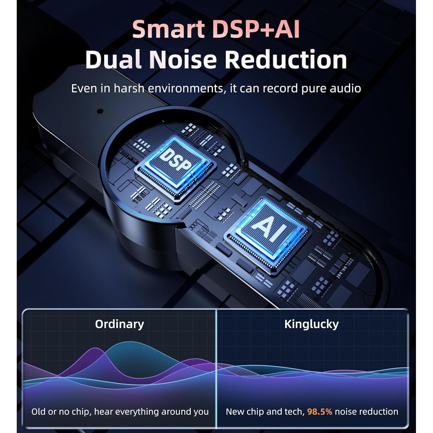 Micrófono Lavalier Inalámbrico Kinglucky KL-M16 - 2 Pcs, 95dB