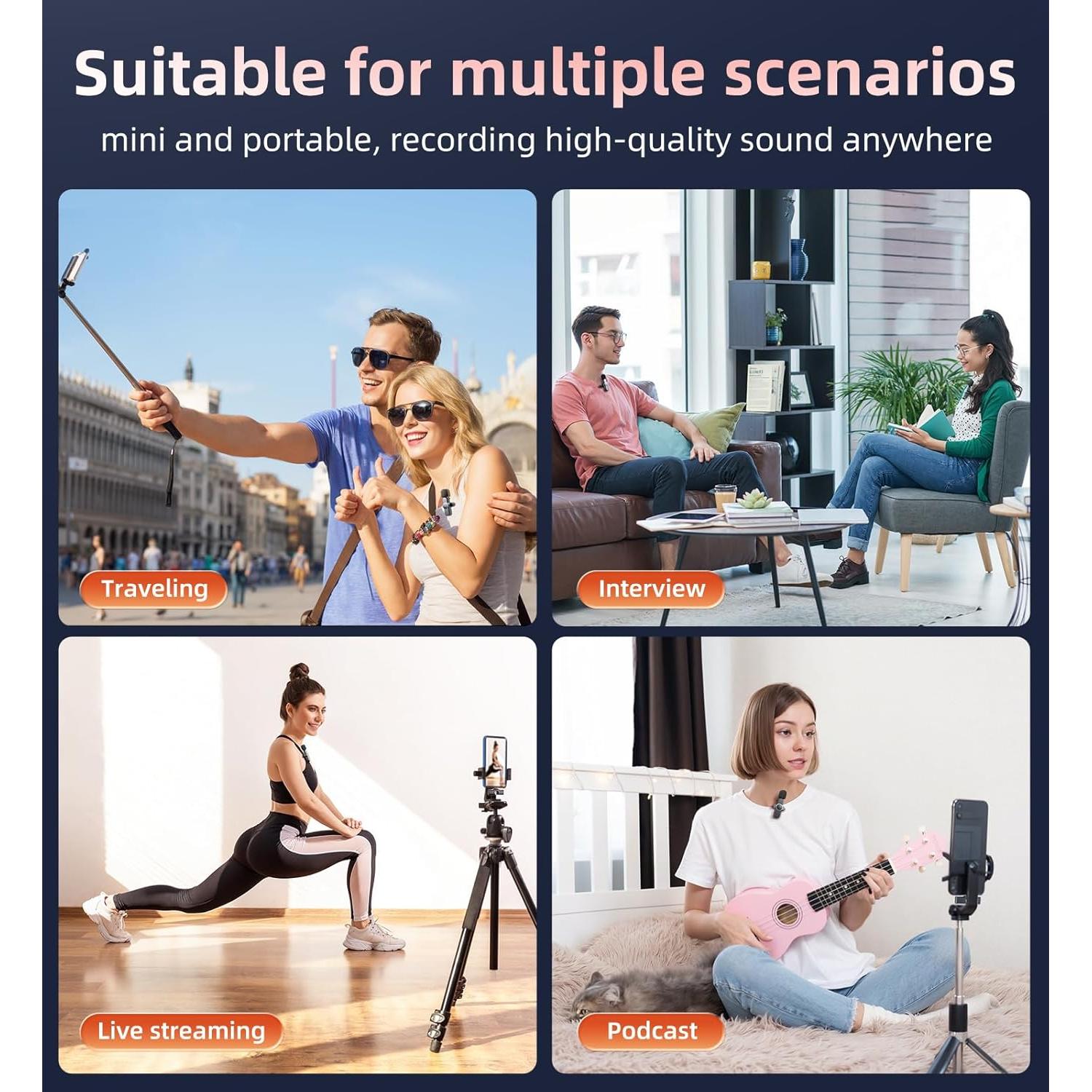 Micrófono Lavalier Inalámbrico Kinglucky KL-M16 - 2 Pcs, 95dB