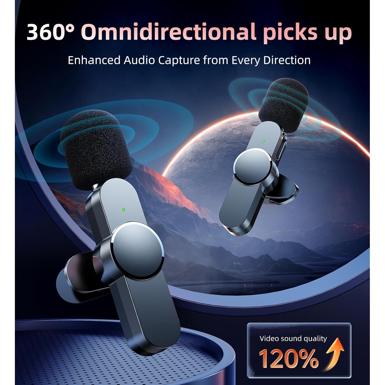 Micrófono Lavalier Inalámbrico Kinglucky KL-M16 - 2 Pcs, 95dB