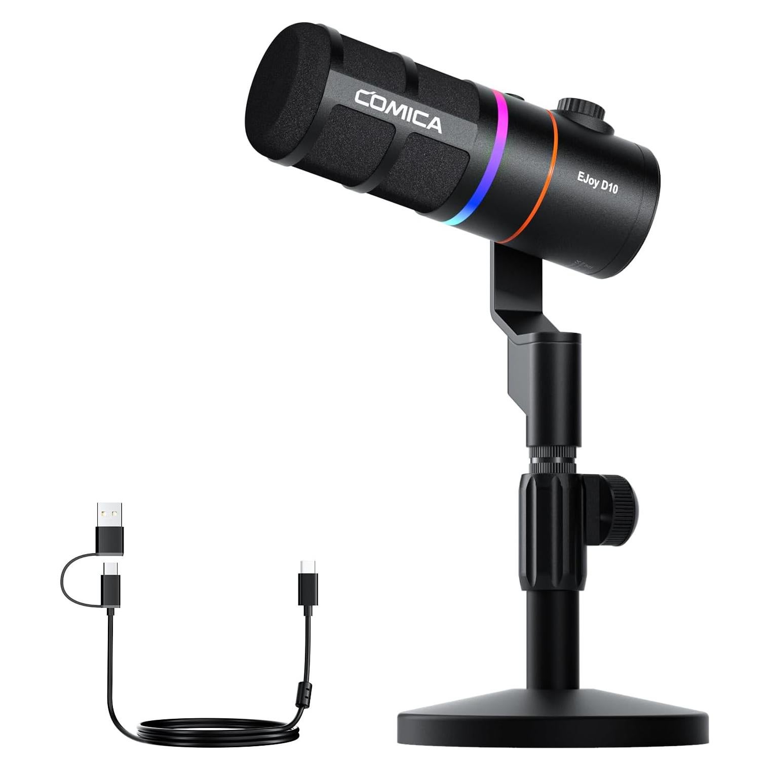 Micrófono Gaming USB Comica EJoy D10 Dinámico RGB 1.15kg