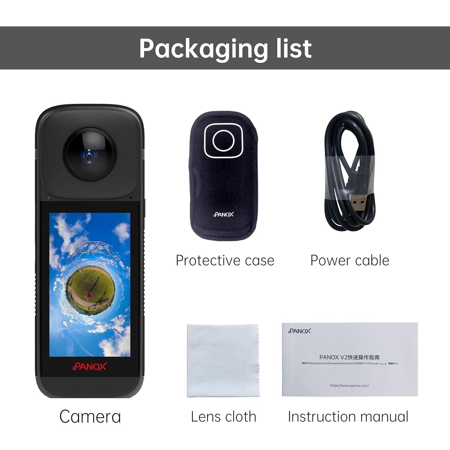 Cámara 360 PANOX V2 para Motocicleta 72MP 5.7K GPS Android 10