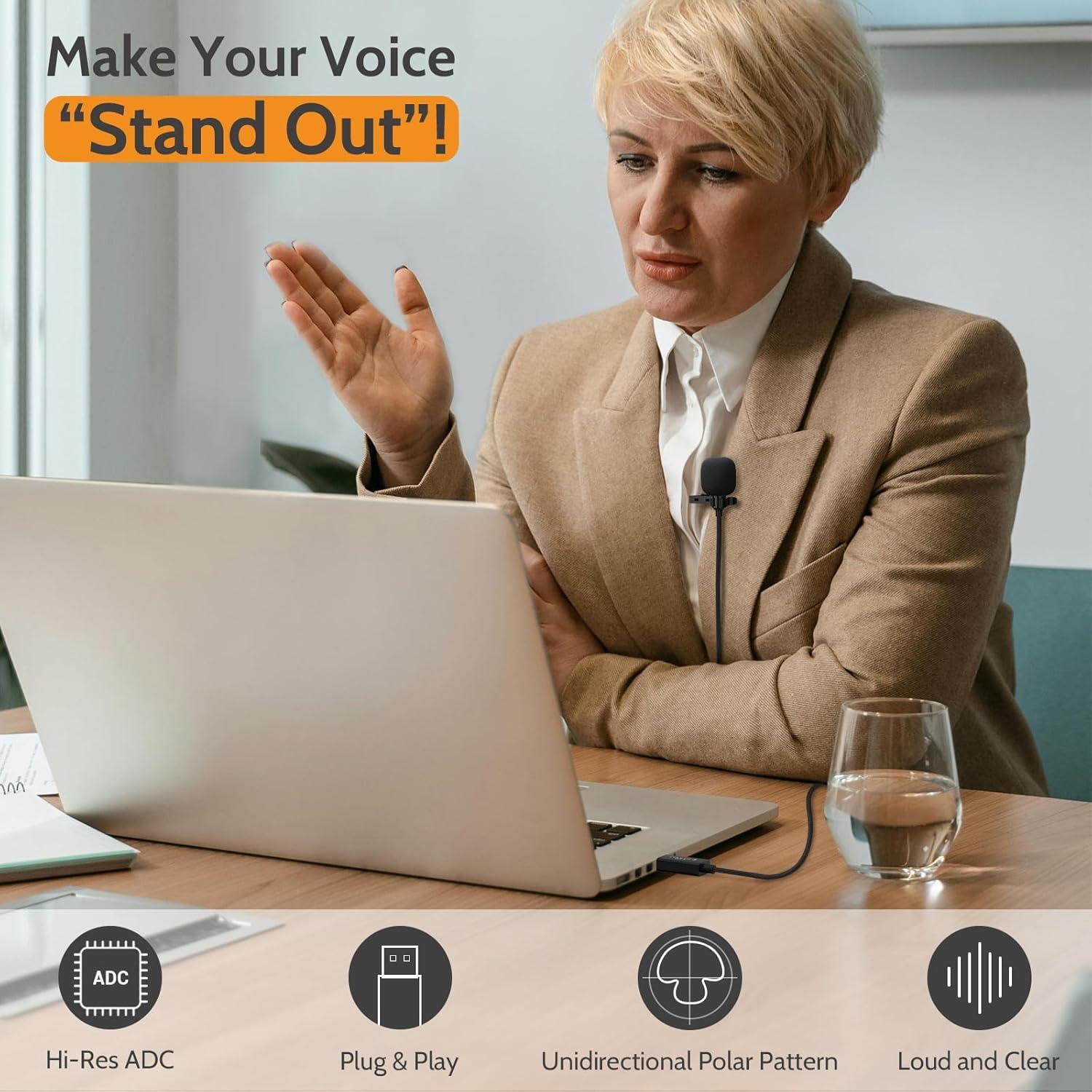 Micrófono Lavalier USB Cubilux E03-24 Unidireccional 1.22m