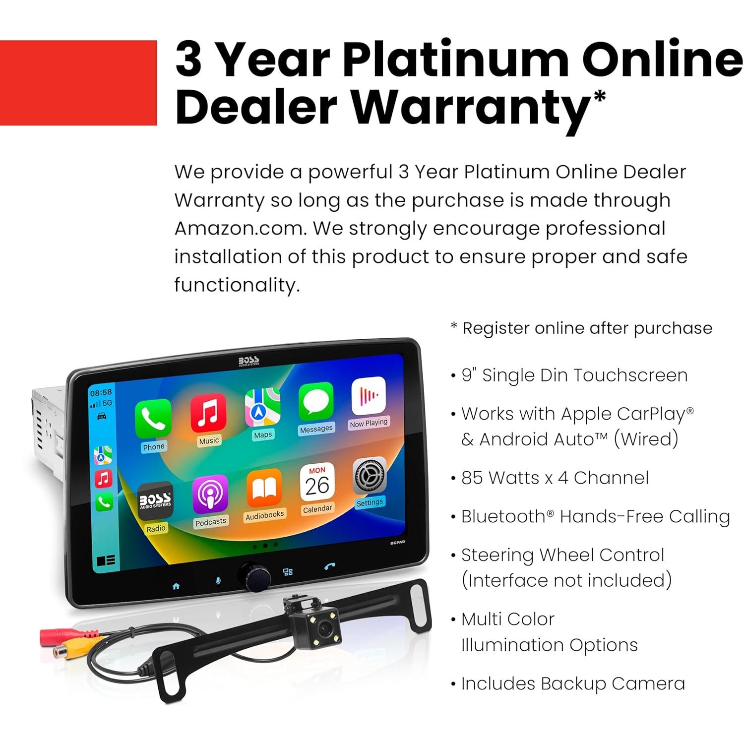 Estéreo de Coche BOSS BCPA9RC 9" Pantalla Táctil Bluetooth