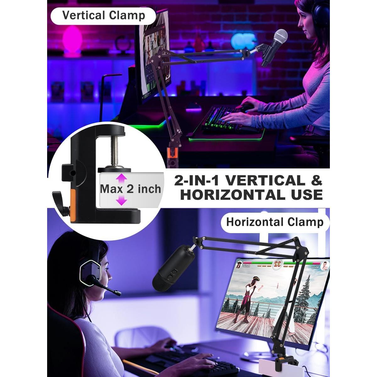 Soporte de Micrófono Ajustable Boseen con Filtro Anti-Pop