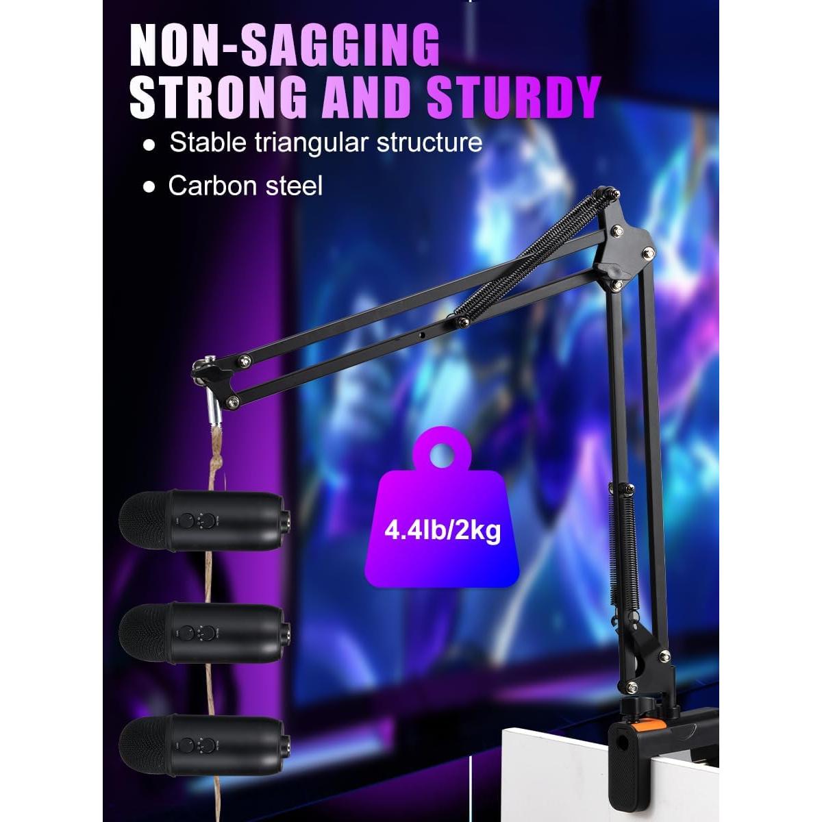 Soporte de Micrófono Ajustable Boseen con Filtro Anti-Pop