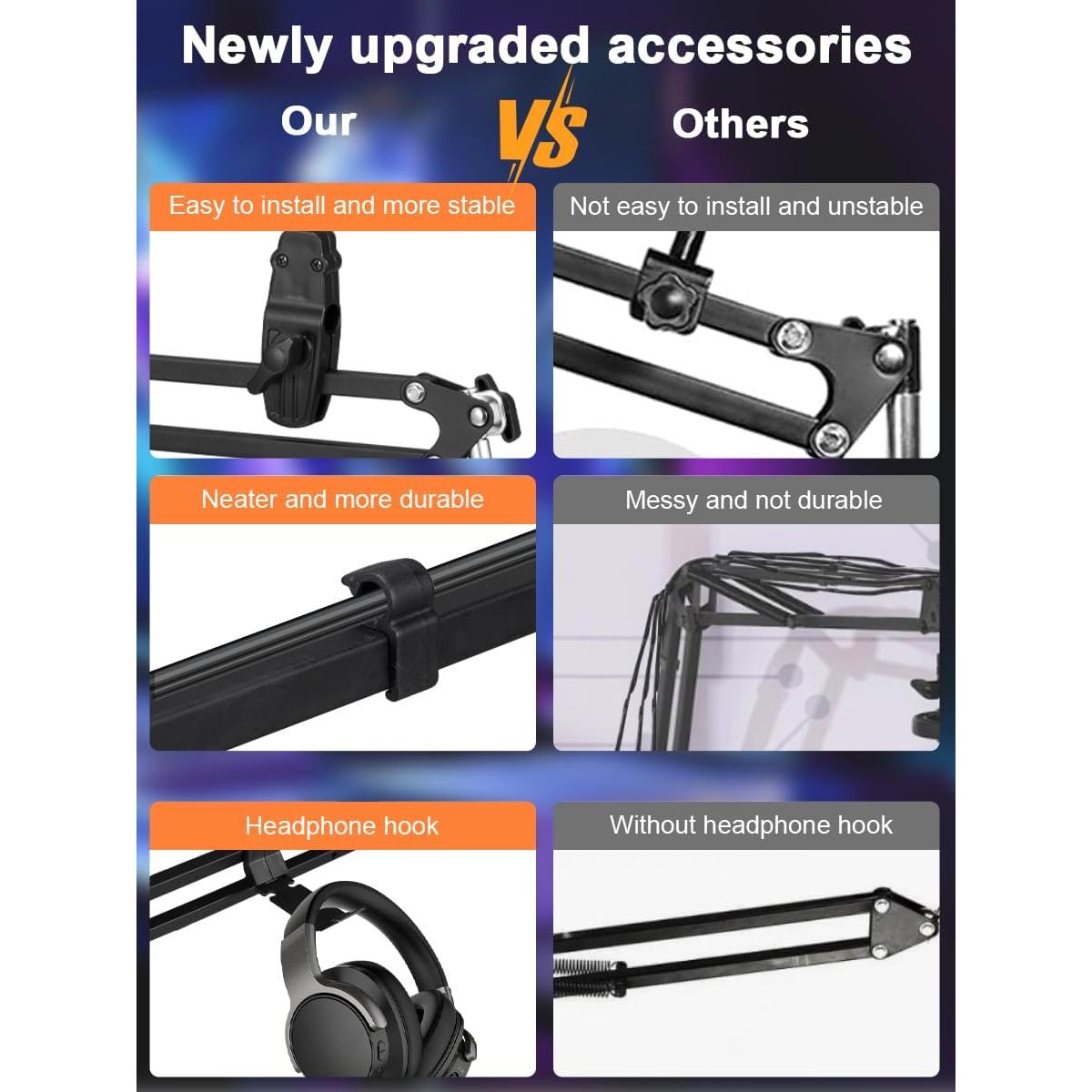 Soporte de Micrófono Ajustable Boseen con Filtro Anti-Pop