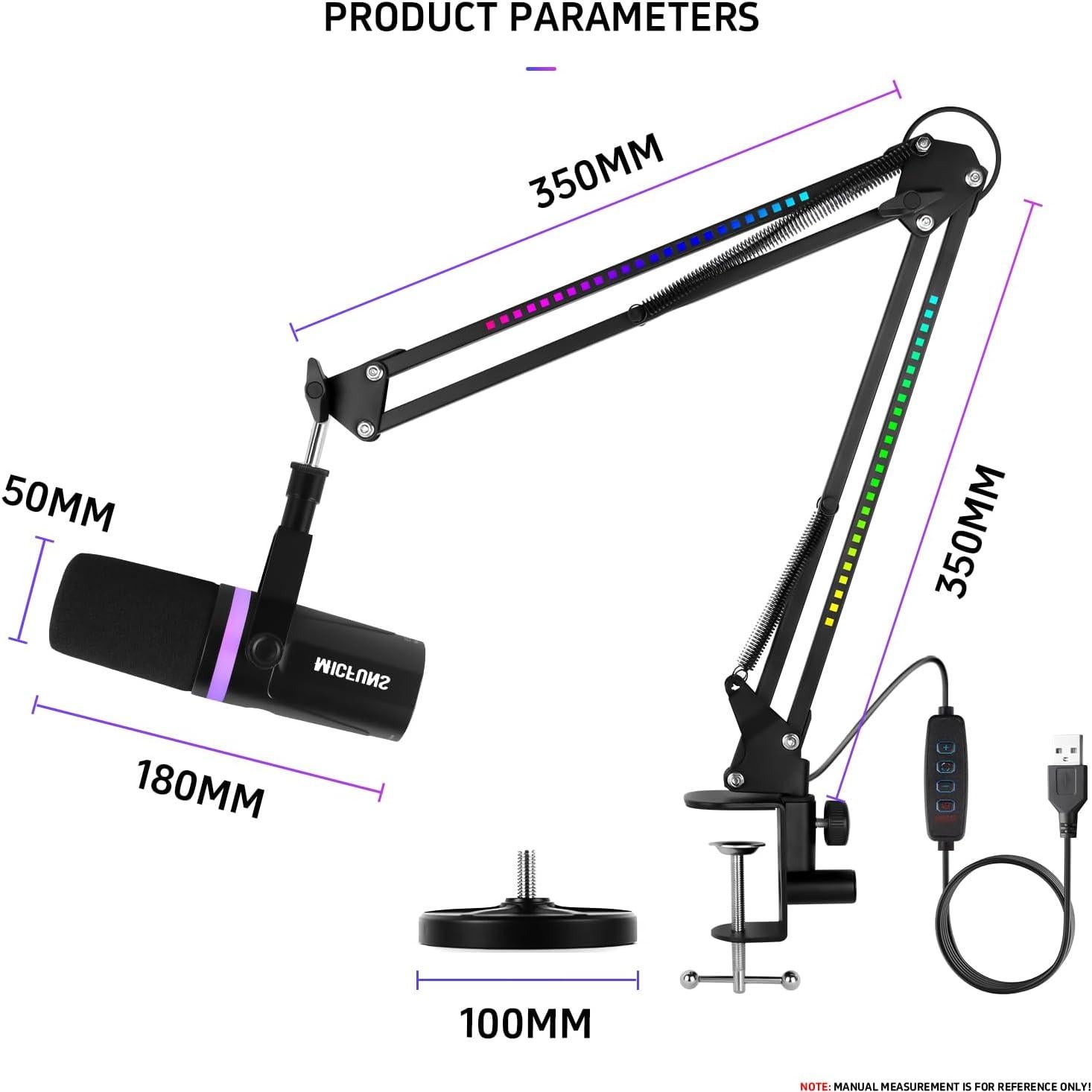 Micrófono Dinámico Vocal Micfuns M338-A USB/XLR con Brazo