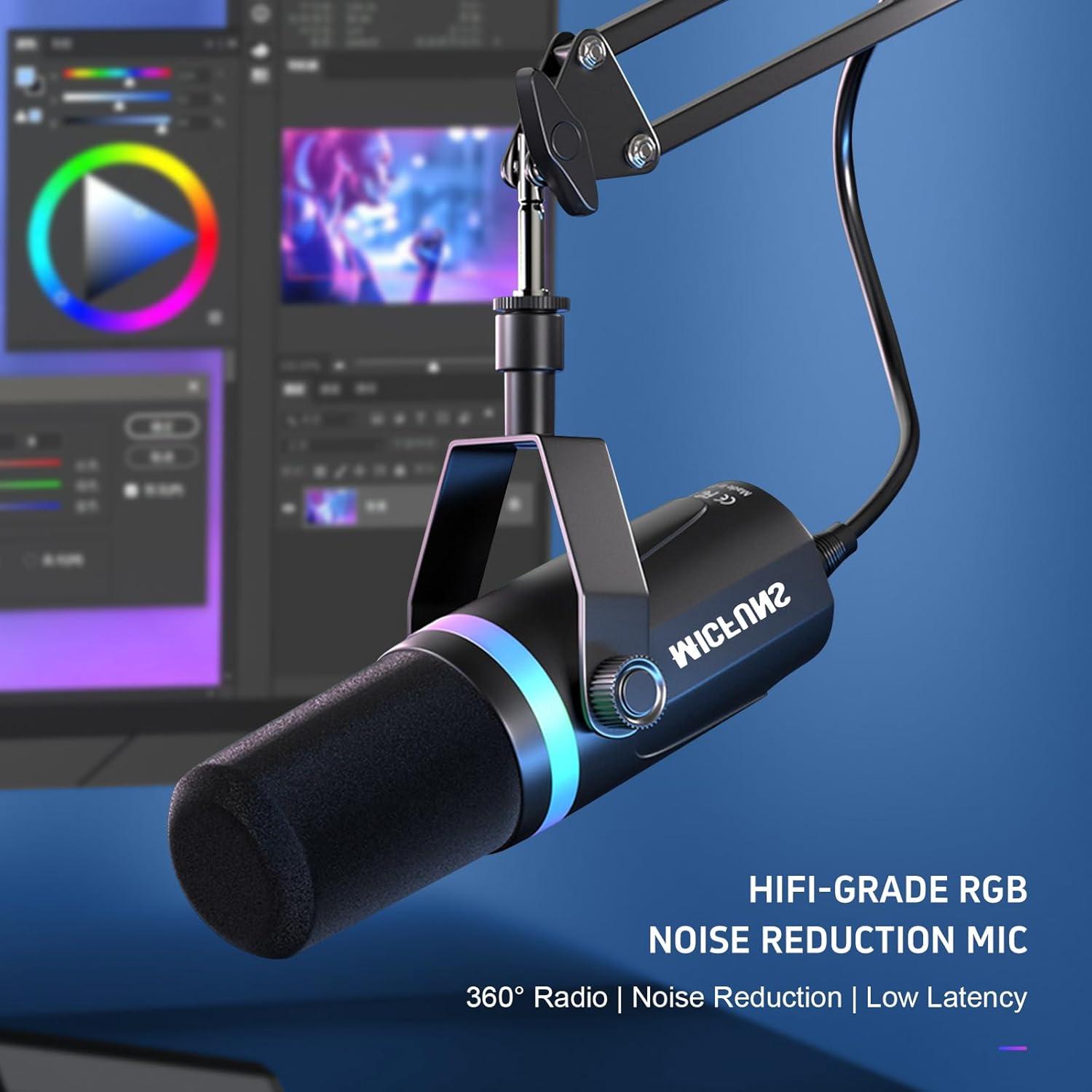 Micrófono Dinámico Vocal Micfuns M338-A USB/XLR con Brazo