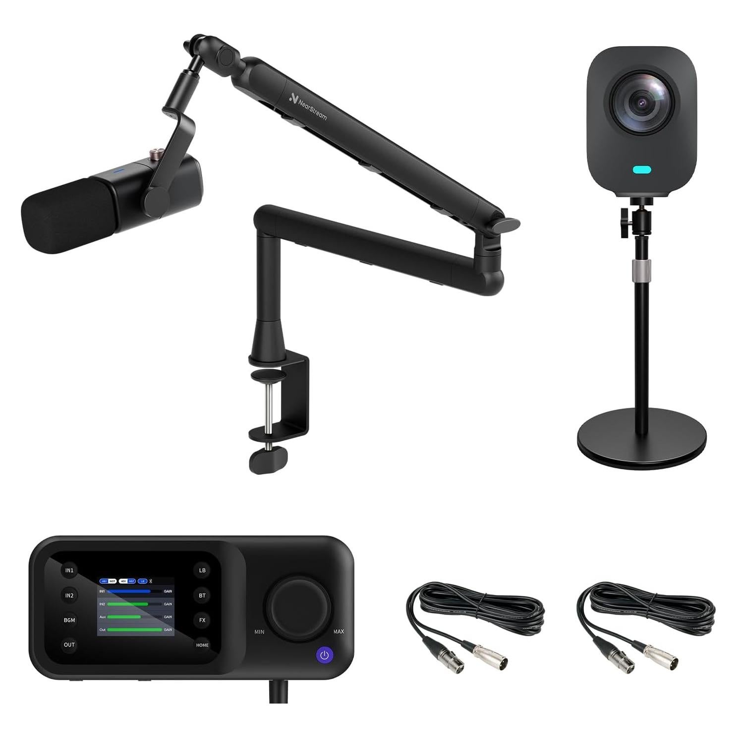 Kit de Podcast NearStream PodPro Solo 4K con Micrófono y Mezclador