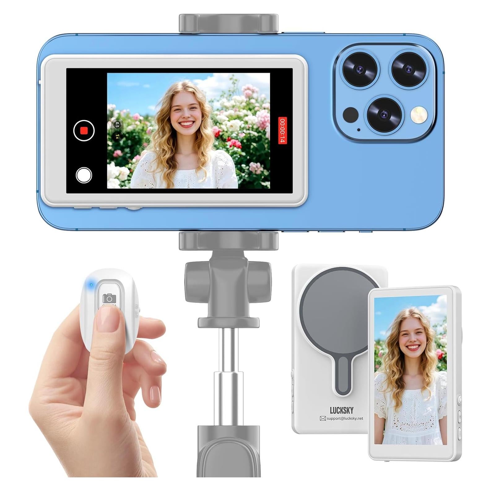 Monitor de Selfie Vlog LUCKSKY 4K 30fps con Control Remoto