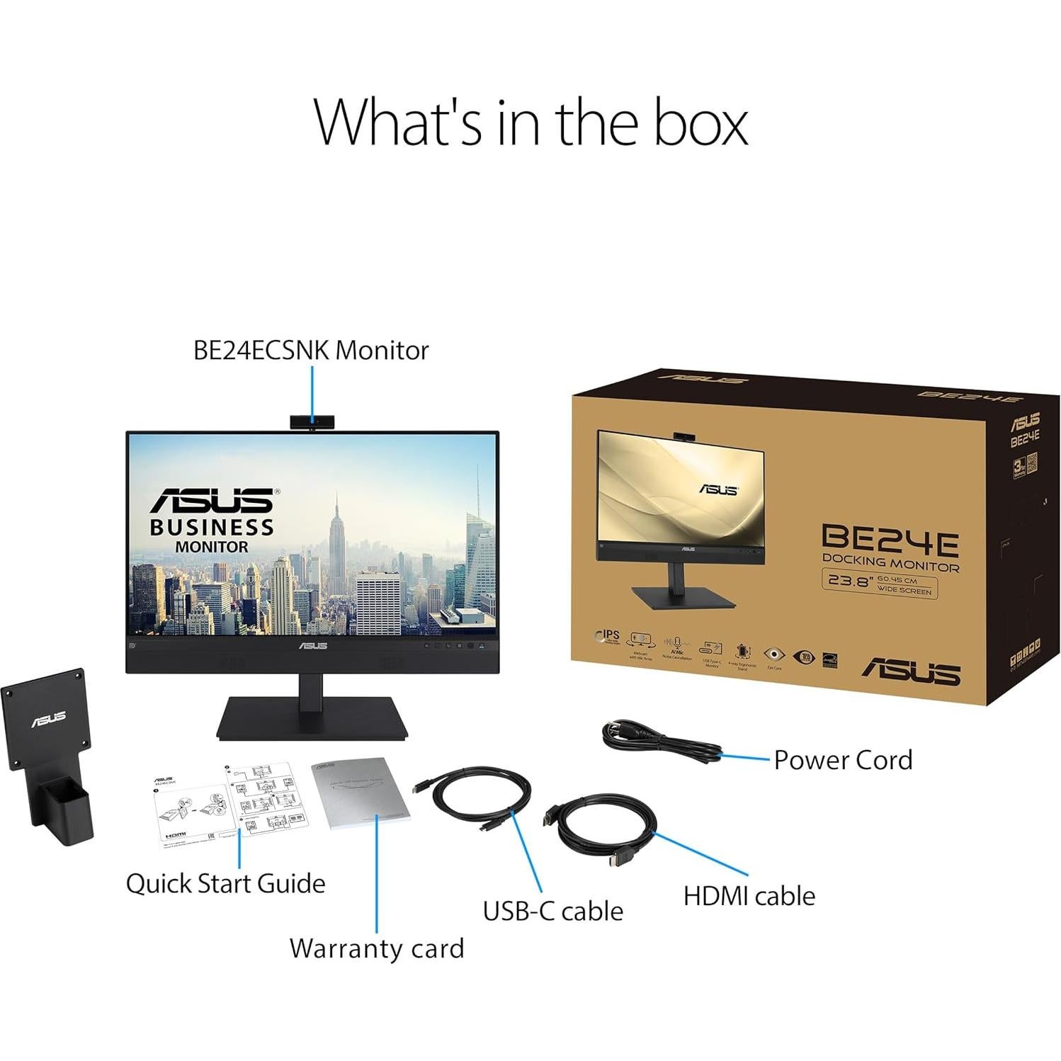 Monitor ASUS BE24ECSNK 23.8" Full HD con Webcam y Micrófono AI