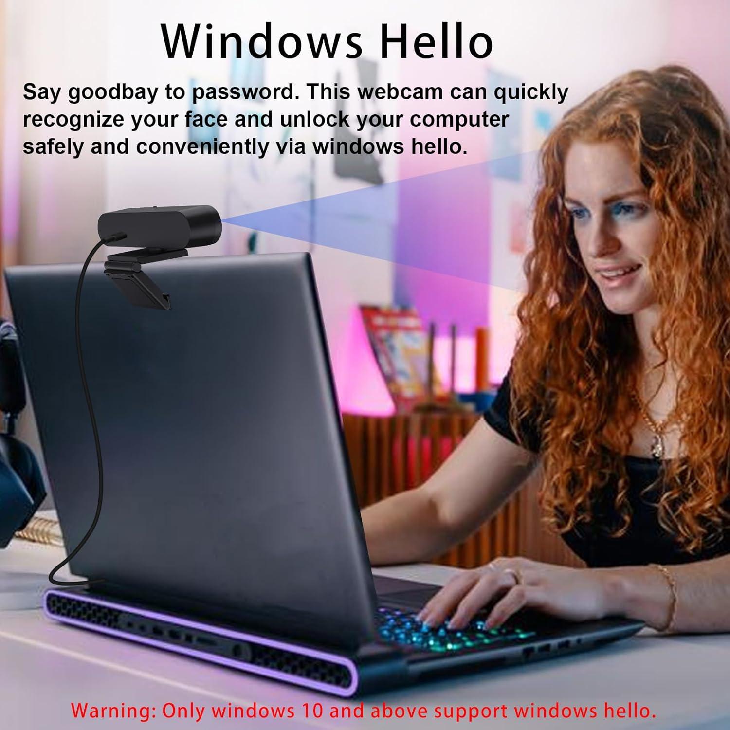 Cámara web 2K QHD MOERTEK con micrófono y cubierta privacidad