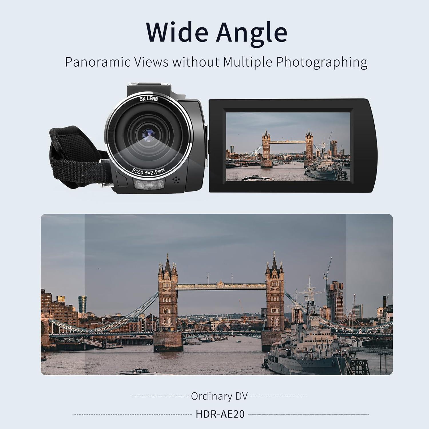 Cámara de Video ORDRO AE20 5K con Estabilizador EIS y Visión Nocturna