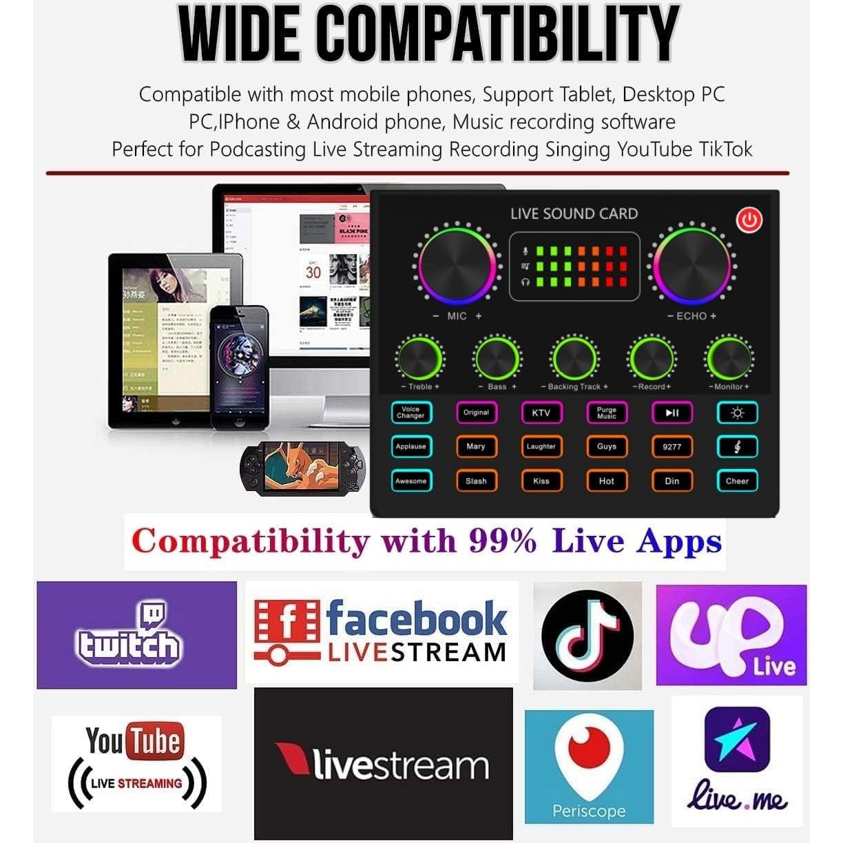 Paquete de Podcast sktome V8max con Micrófono BM800 y Efectos