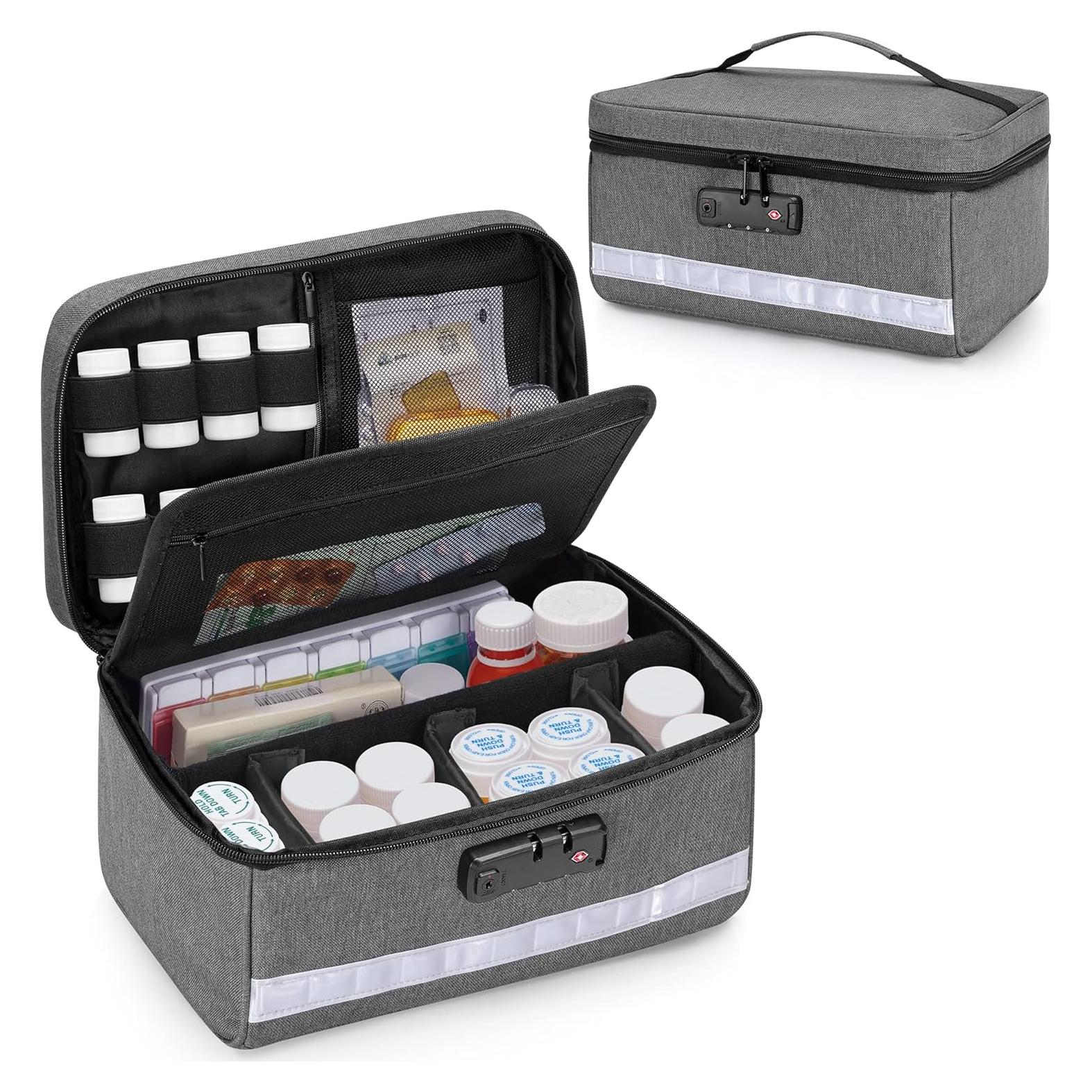 Organizador de Medicamentos Damero con Cerradura Gris 29x20x15 cm