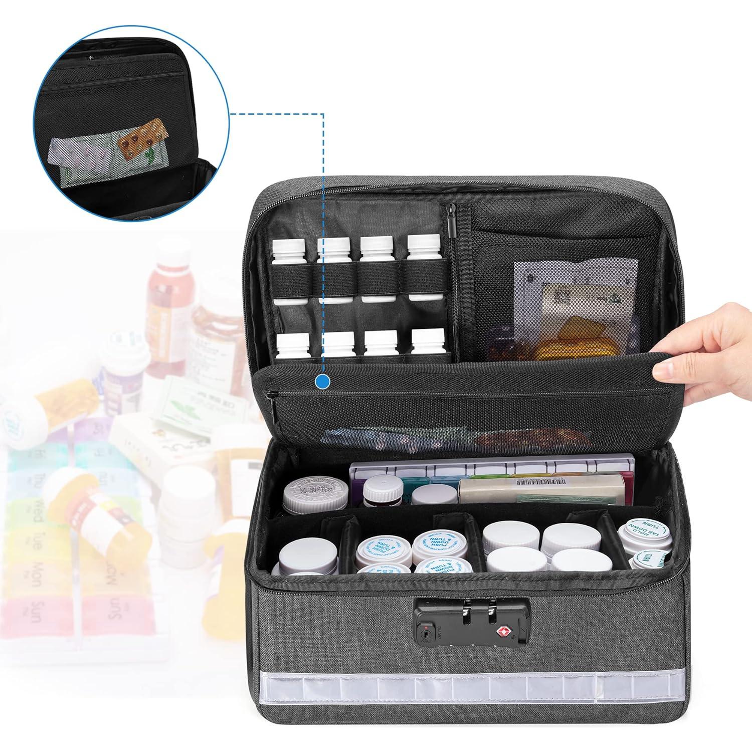 Organizador de Medicamentos Damero con Cerradura Gris 29x20x15 cm