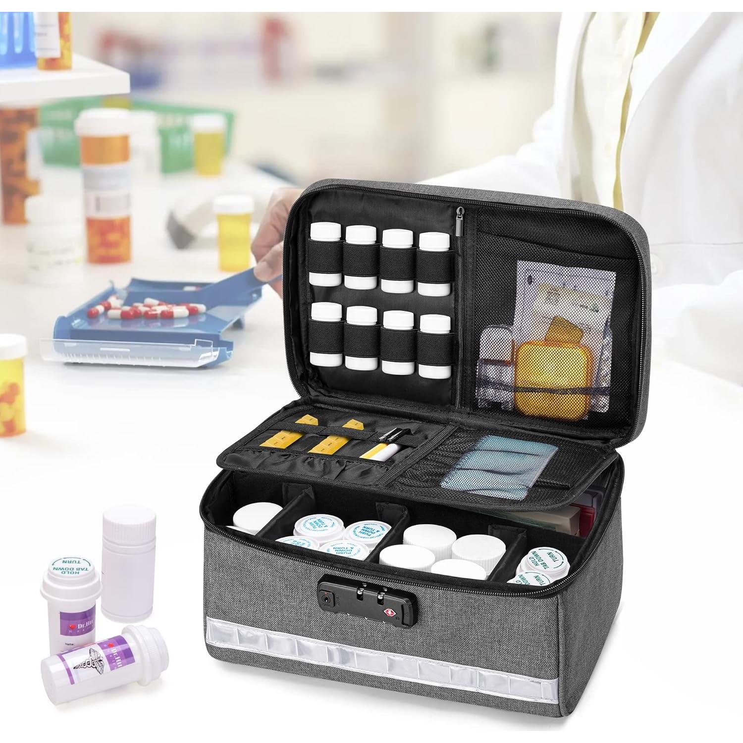 Organizador de Medicamentos Damero con Cerradura Gris 29x20x15 cm