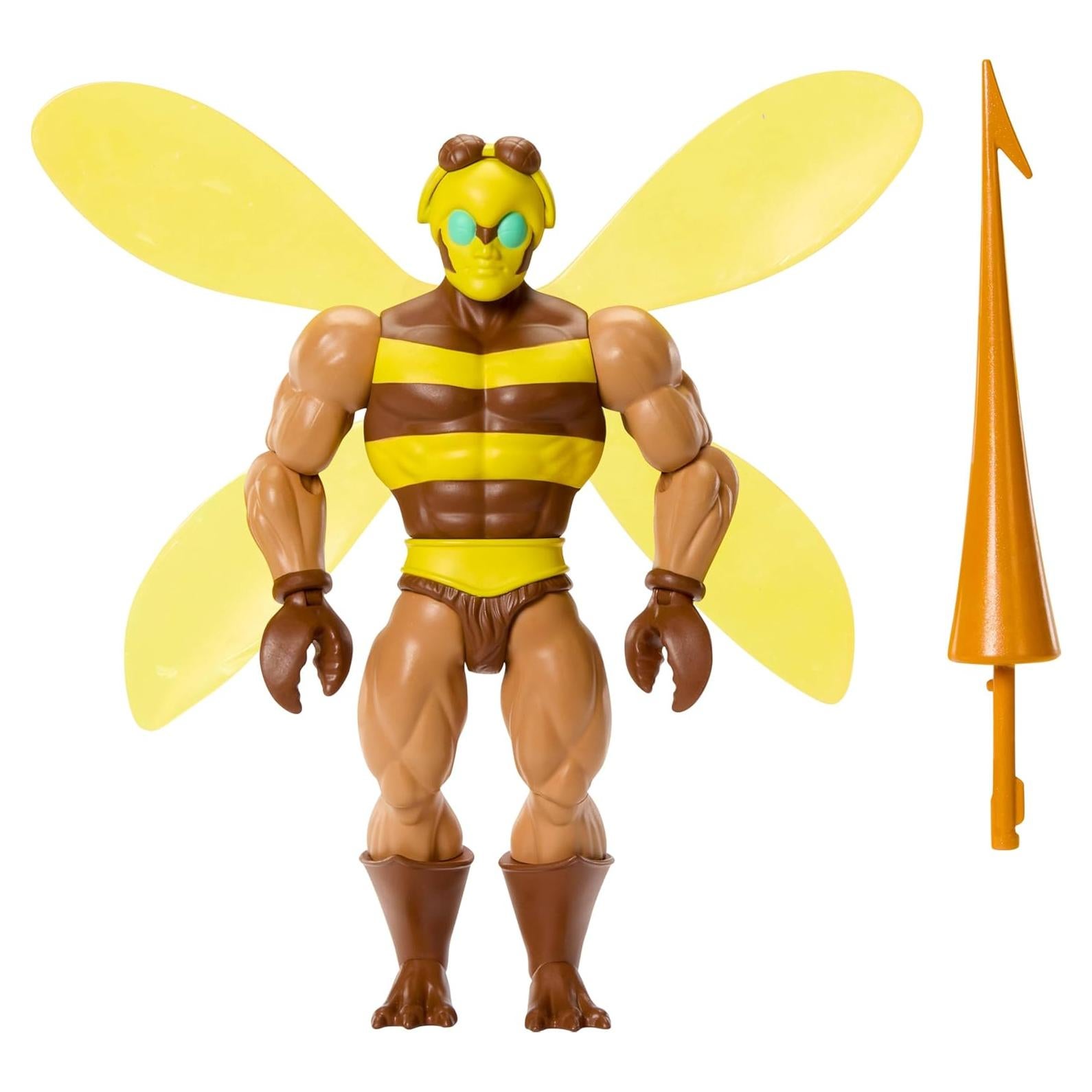 Masters of the Universe Origins Action Figure Buzz-Off Cartoon Collection, 5.5-inch 1980s TV Bee Leader Winged & Goggled with Javelin