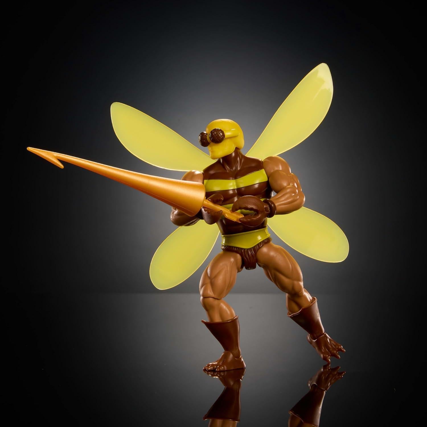 Masters of the Universe Origins Action Figure Buzz-Off Cartoon Collection, 5.5-inch 1980s TV Bee Leader Winged & Goggled with Javelin