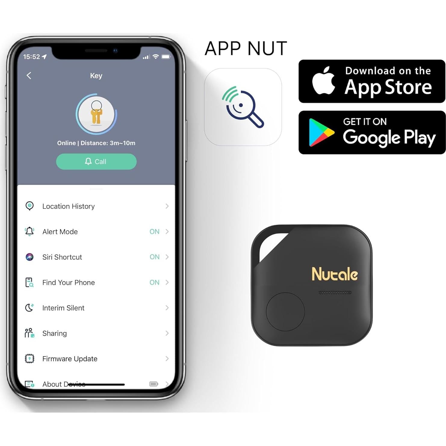 Pro Key Finder Tag, Bluetooth Tracker Item Locator - Both iOS and Android Compatible for Keys Pet Wallets or Backpacks and Tablets (1 Black)