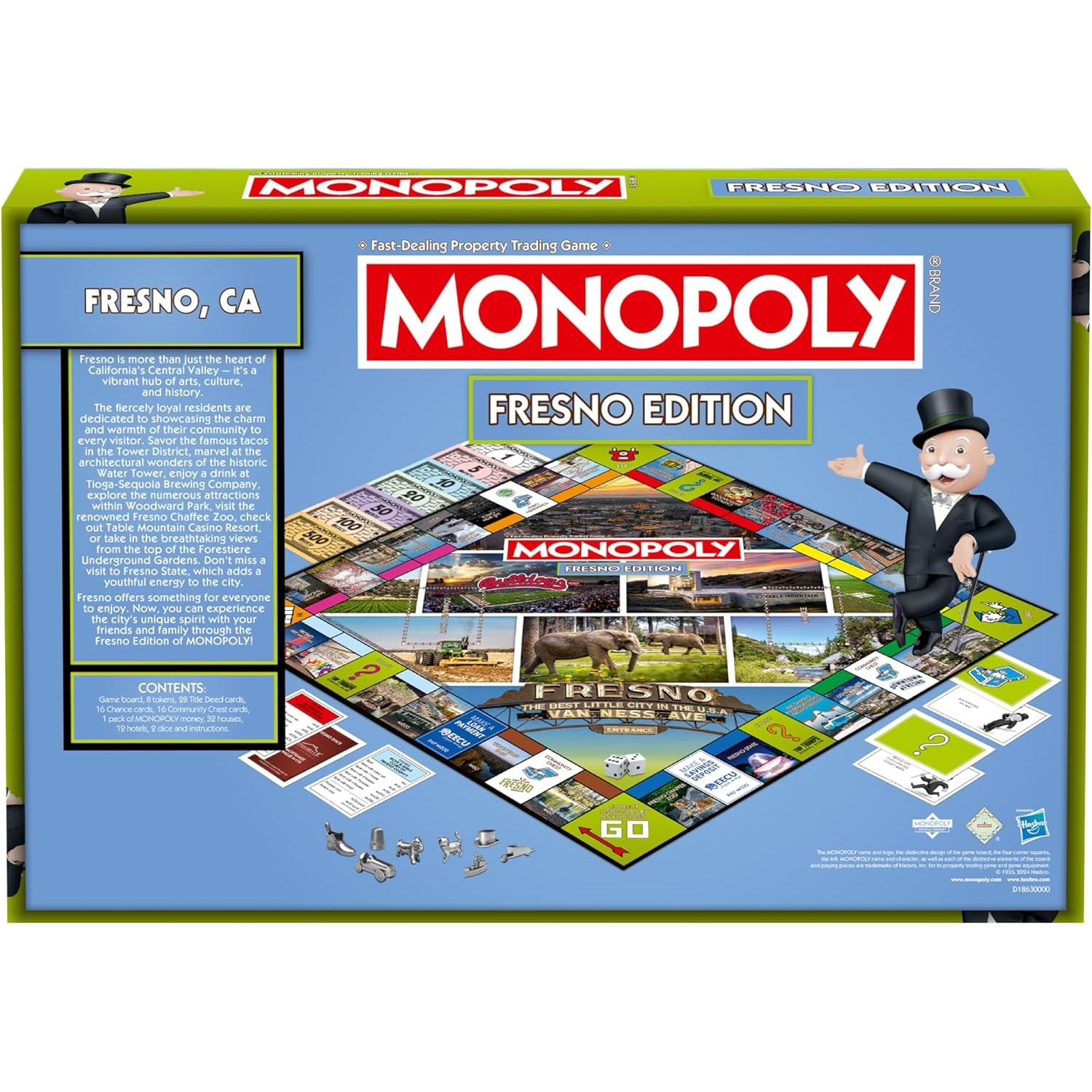 Monopoly Fresno CA - Juego de Mesa para 2-6 Jugadores