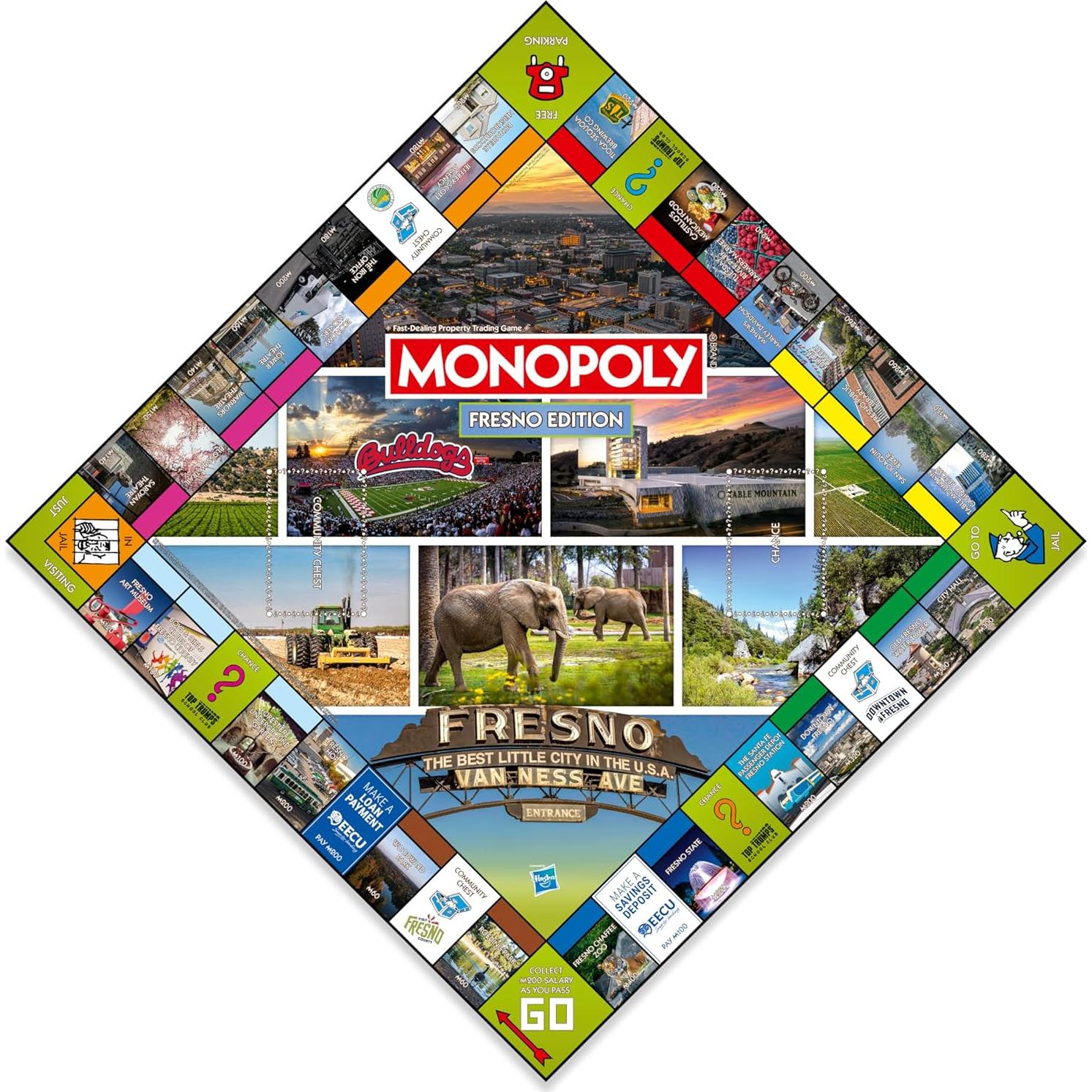 Monopoly Fresno CA - Juego de Mesa para 2-6 Jugadores