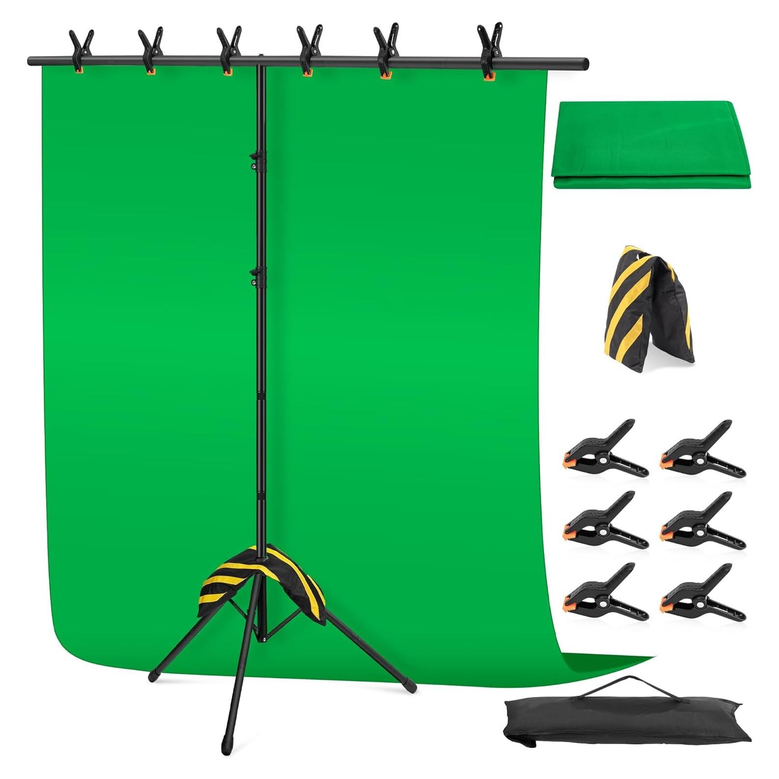 Kit de Fondo Verde Portátil CludPark 2.4x2.2m con Soporte Ajustable