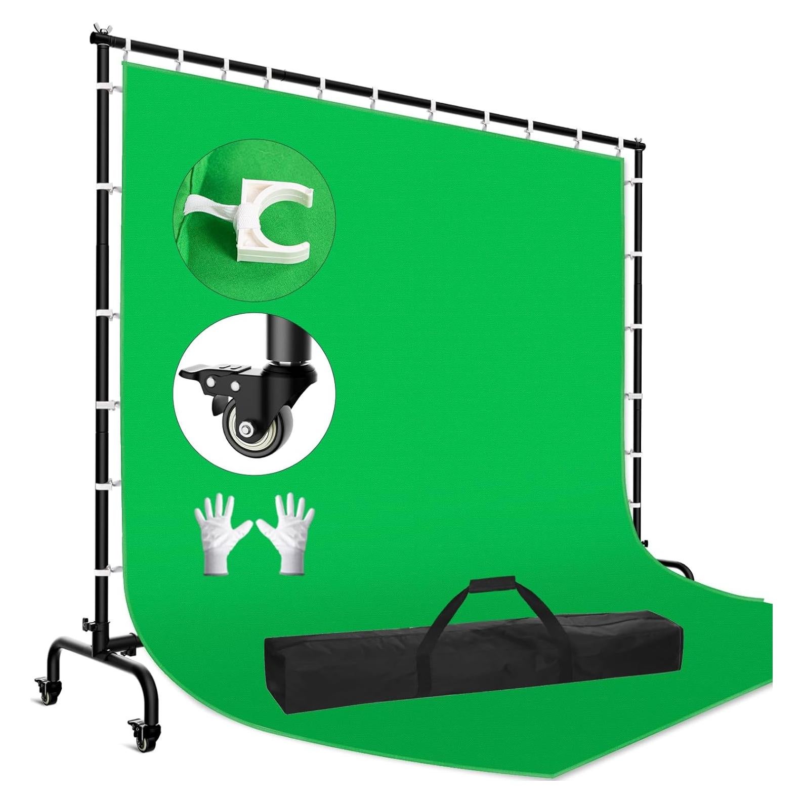 Kit de Fondo Verde 2.74x2.74m con Soporte Móvil 2.13m GLOSHOOTING