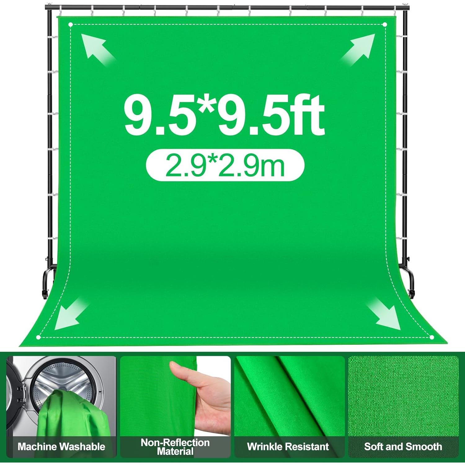 Kit de Fondo Verde 2.74x2.74m con Soporte Móvil 2.13m GLOSHOOTING