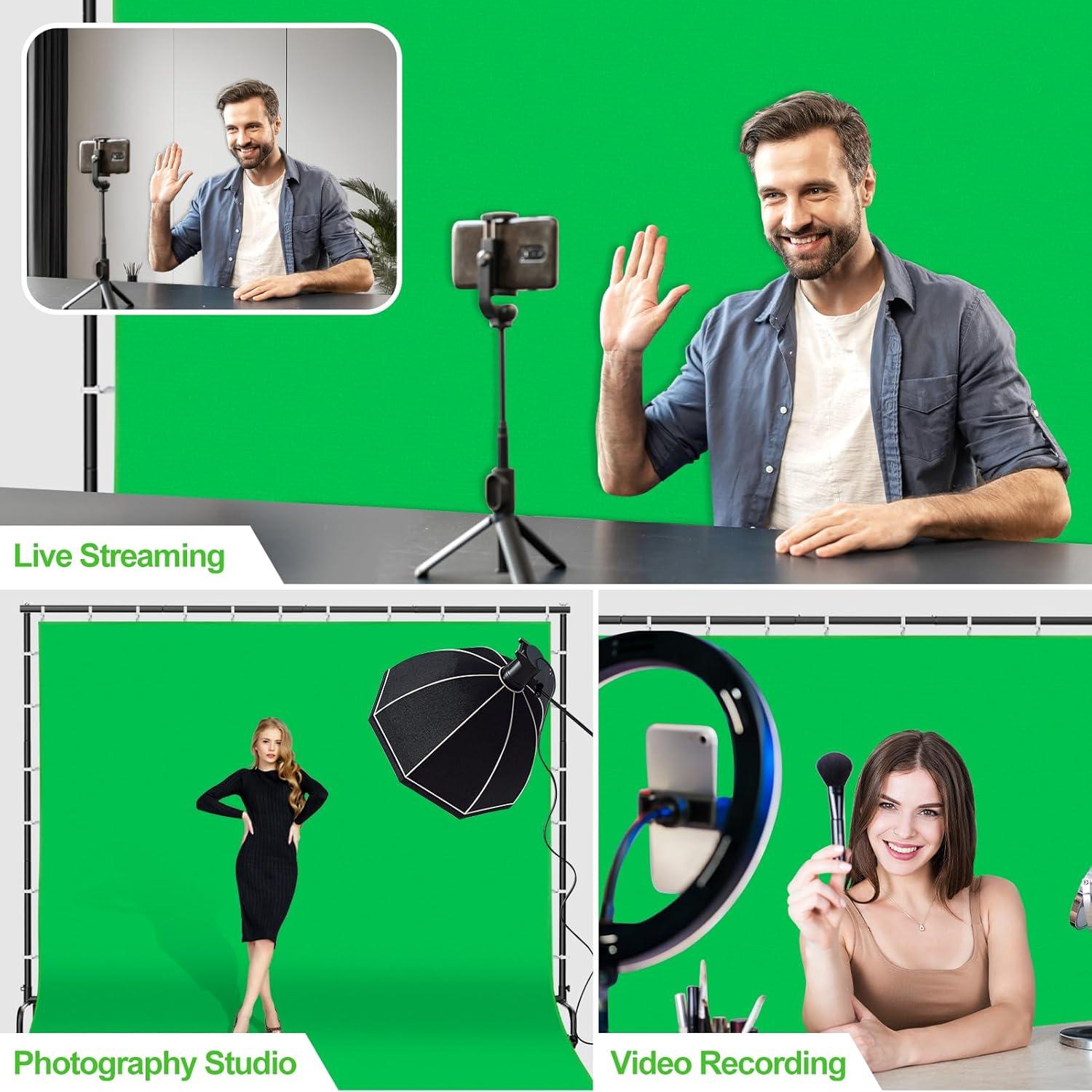 Kit de Fondo Verde 2.74x2.74m con Soporte Móvil 2.13m GLOSHOOTING