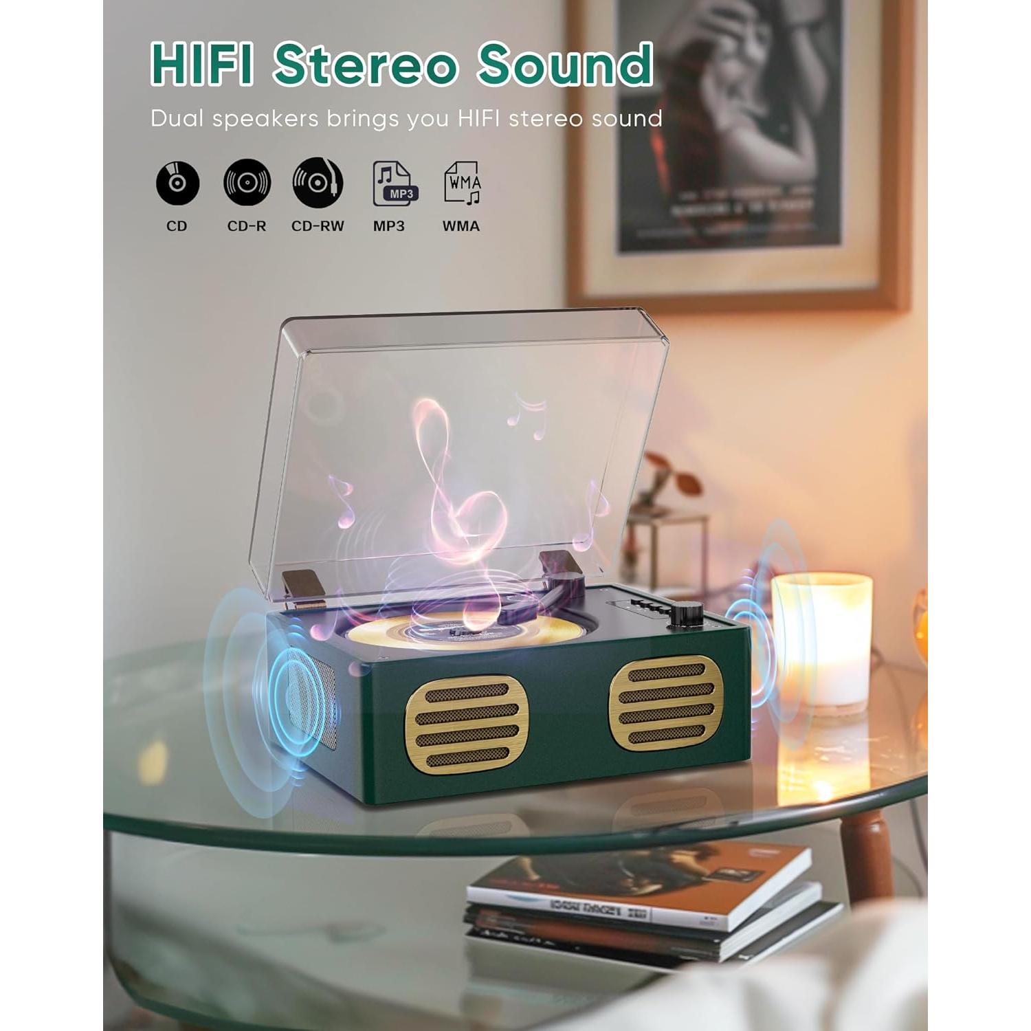 Reproductor de CD portátil MANGOSTAN CD-005GN Bluetooth Verde