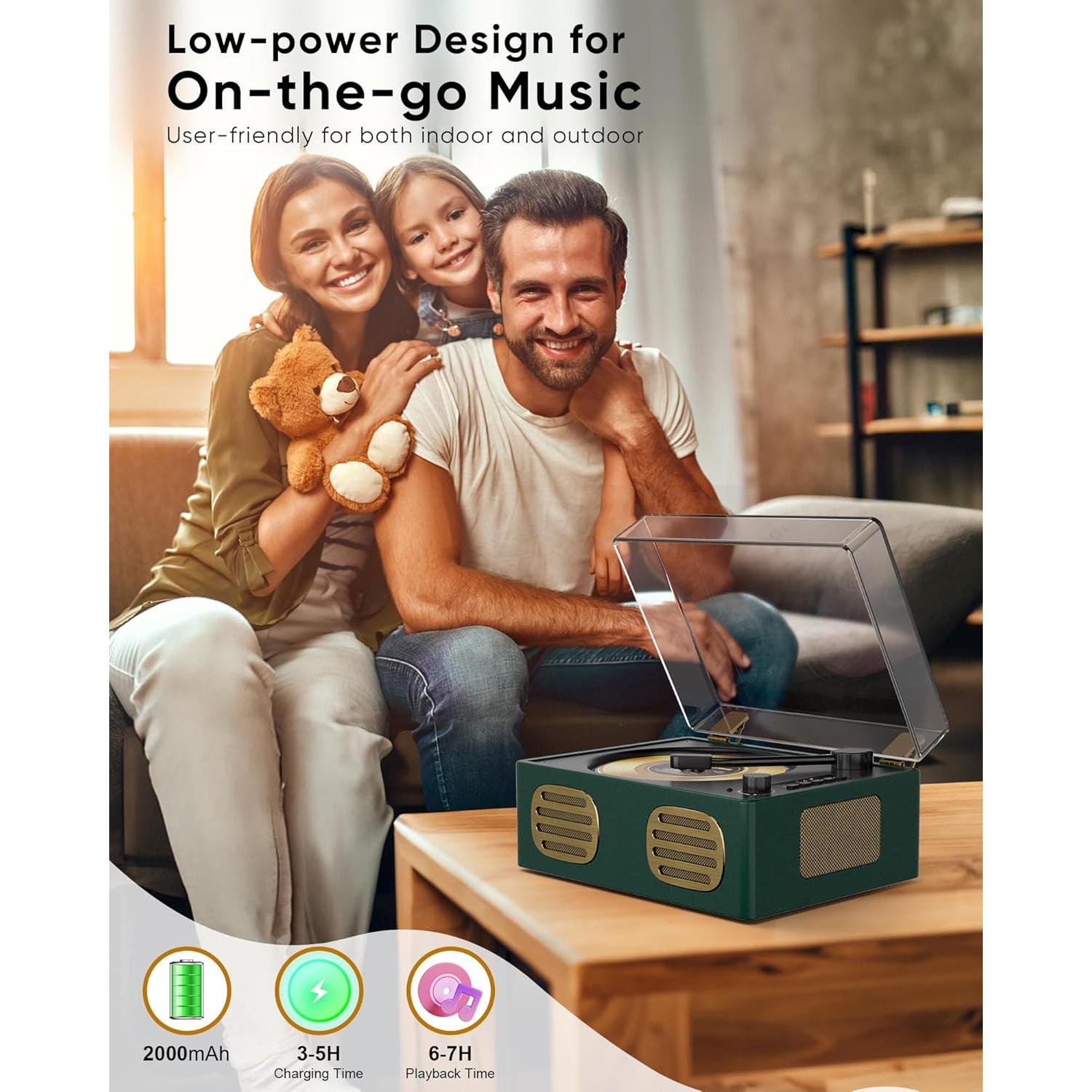 Reproductor de CD portátil MANGOSTAN CD-005GN Bluetooth Verde