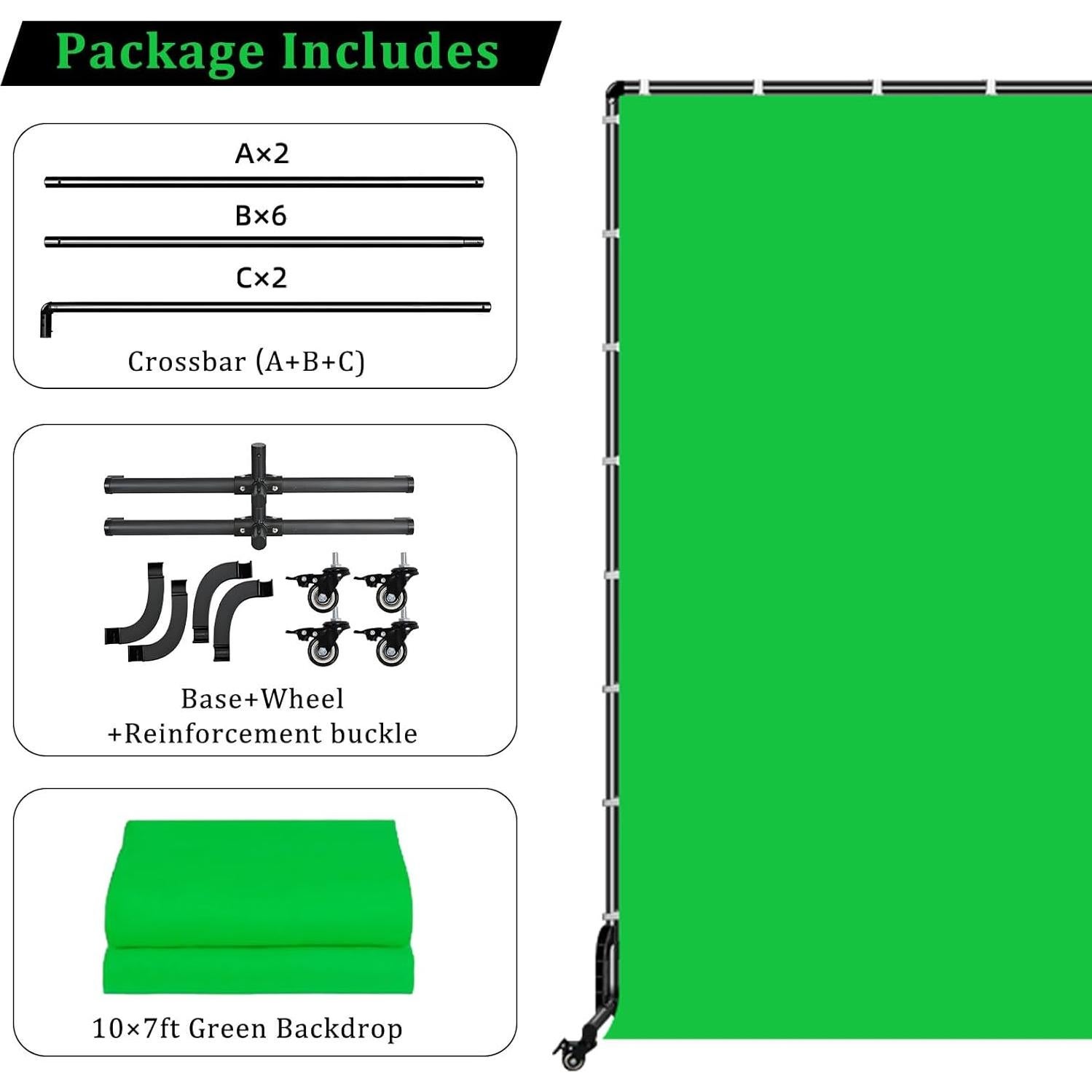 Soporte de Fondo Rodante BENOISON 10x2.13m Verde para Estudio