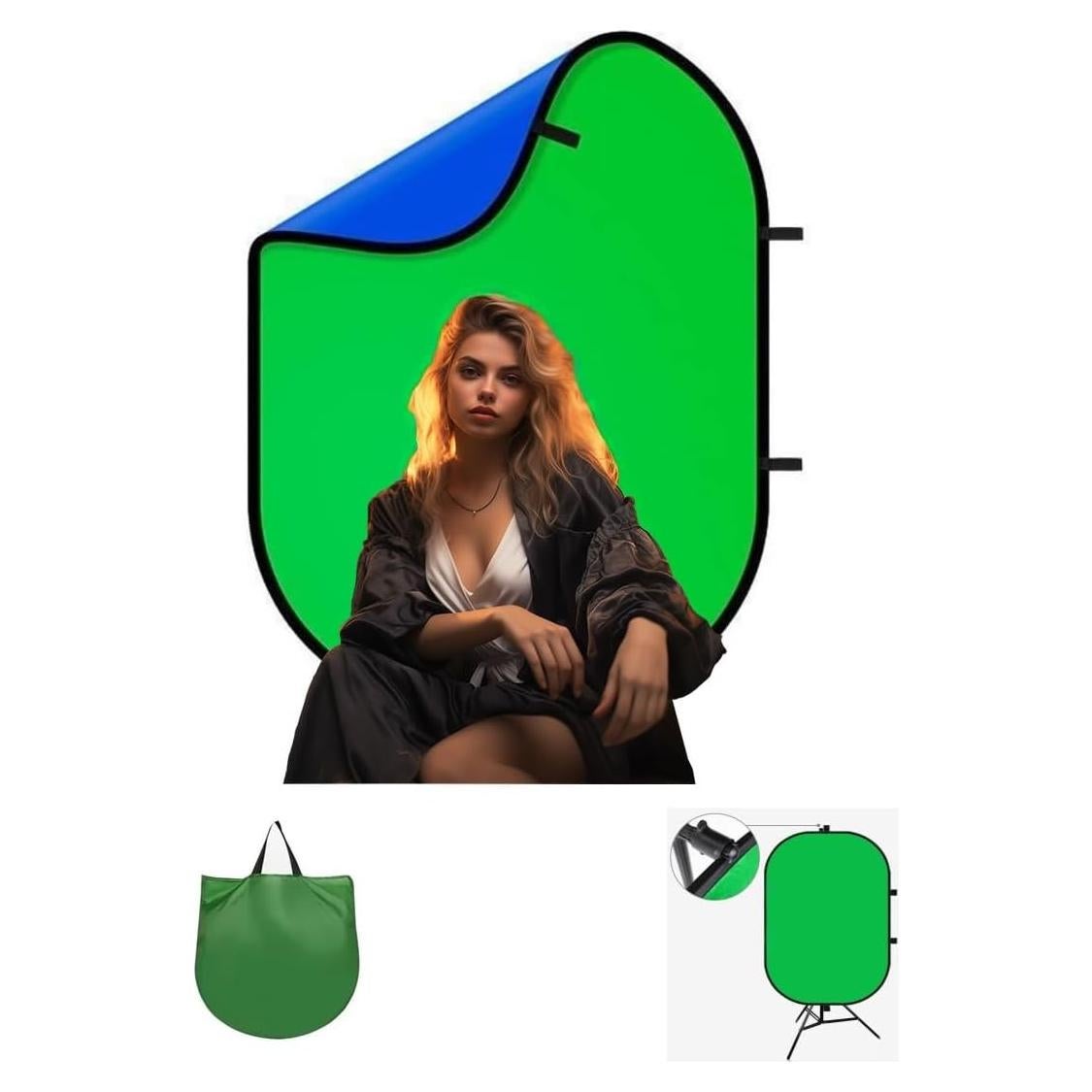 Fondo de Webcam Plegable Daugerlarss 101.6x149.9cm Verde/Azul