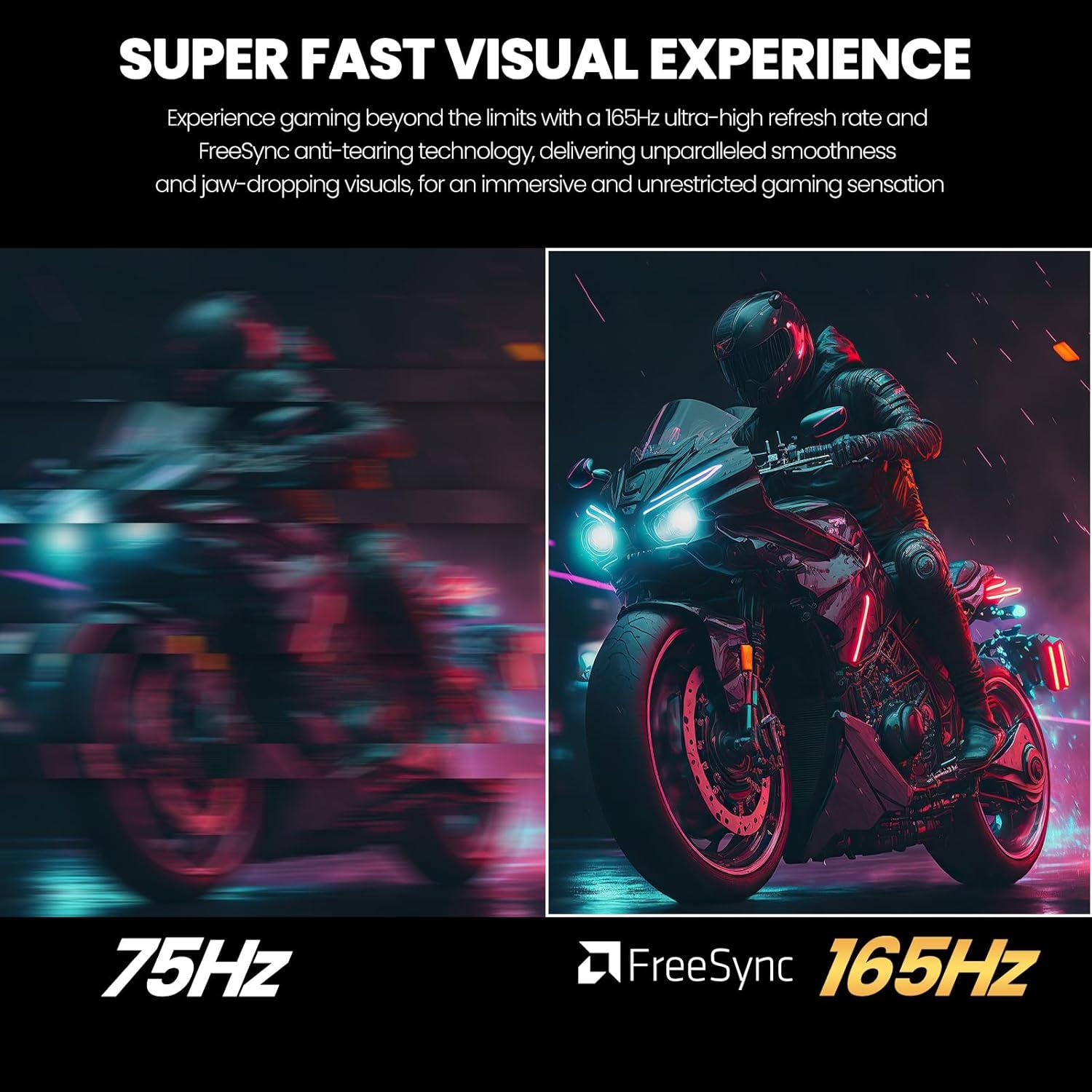 Monitor de Juegos CRUA 24.5" FHD 165Hz Ajustable FreeSync