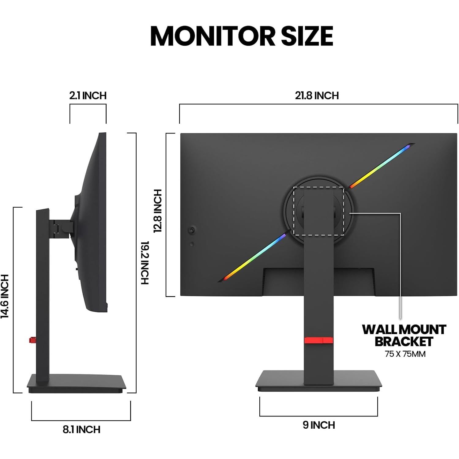 Monitor de Juegos CRUA 24.5" FHD 165Hz Ajustable FreeSync