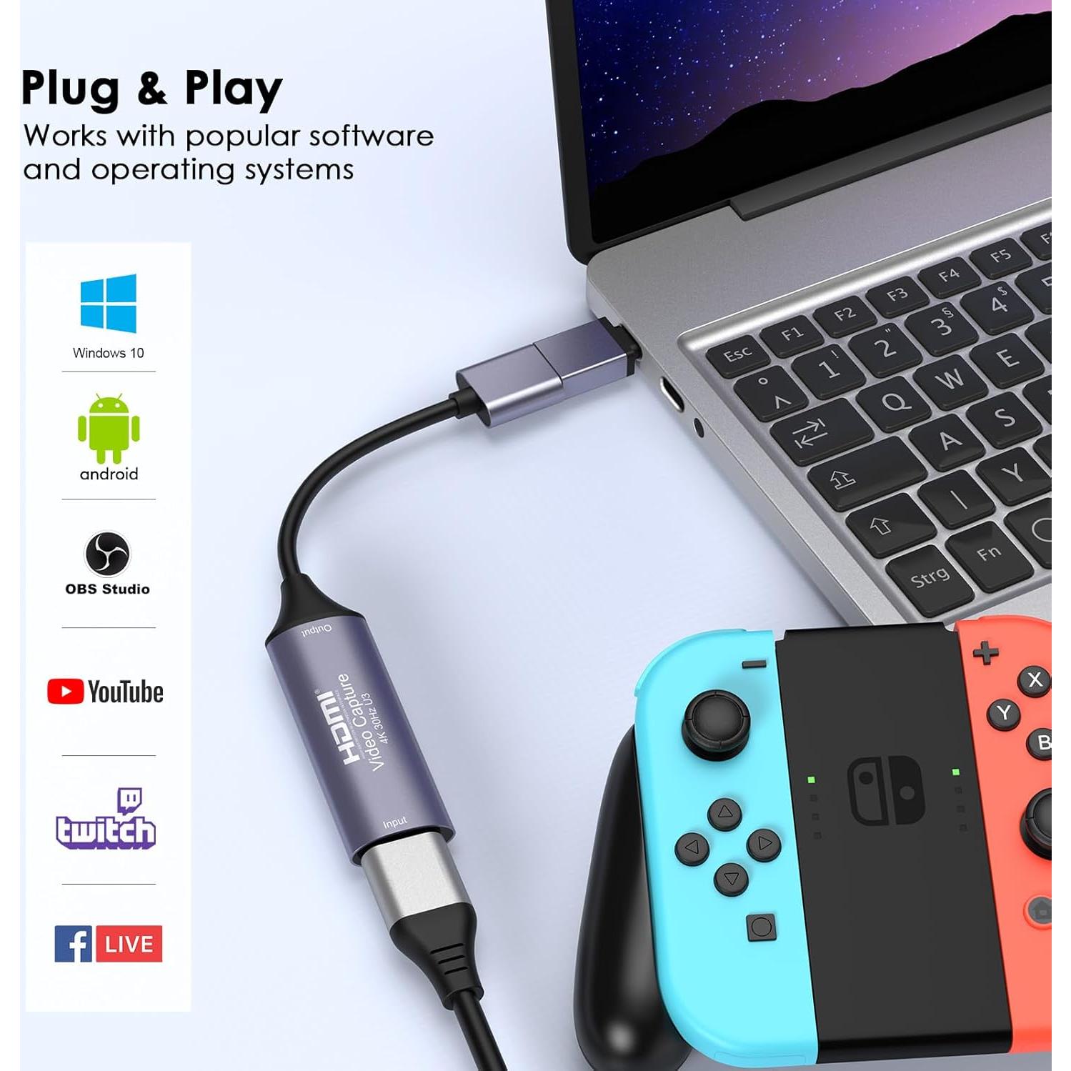 Tarjeta de Captura de Video HDMI Dbilida 1080P 60FPS USB 3.0