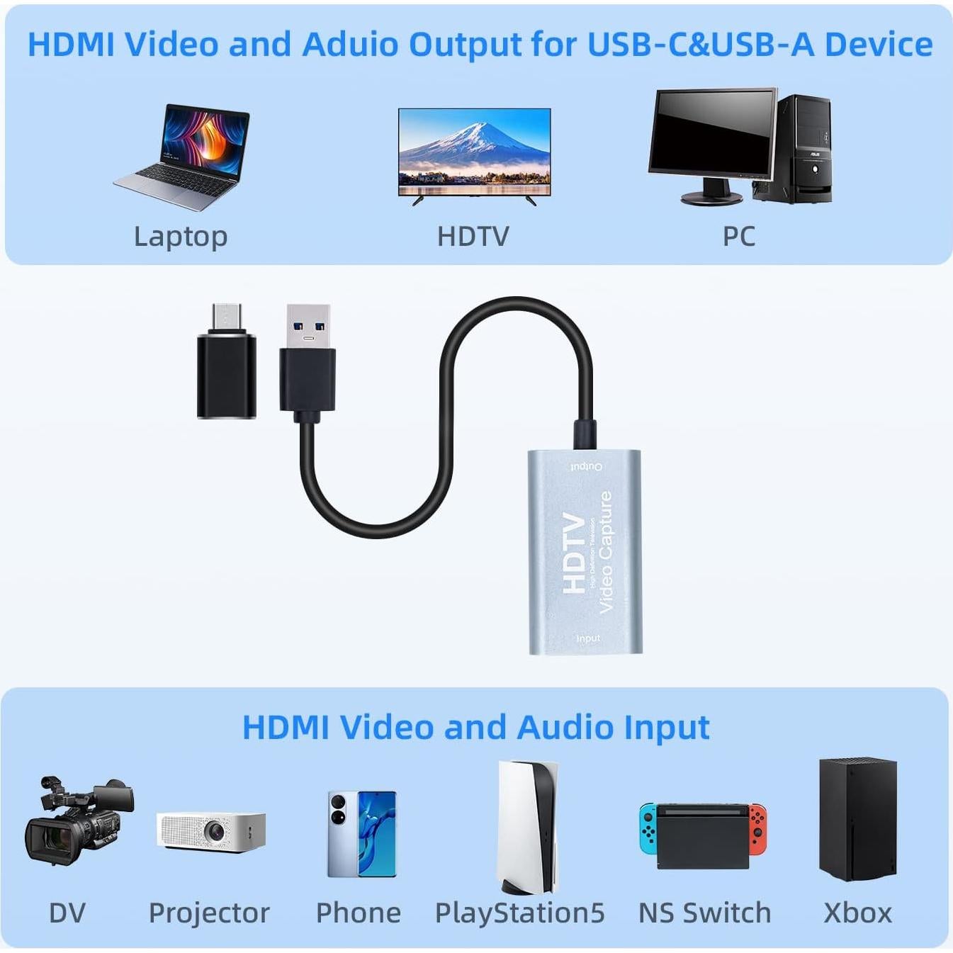 Tarjeta de Captura de Video Mcbazel HDMI a USB C 1080p 60fps