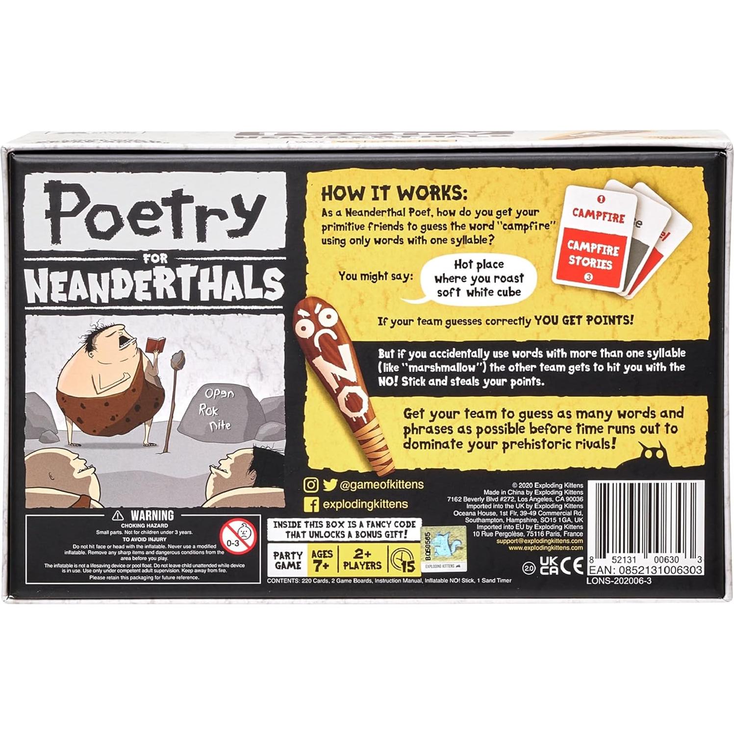 Juego de Cartas Poesía para Neandertales Exploding Kittens - 200 cartas