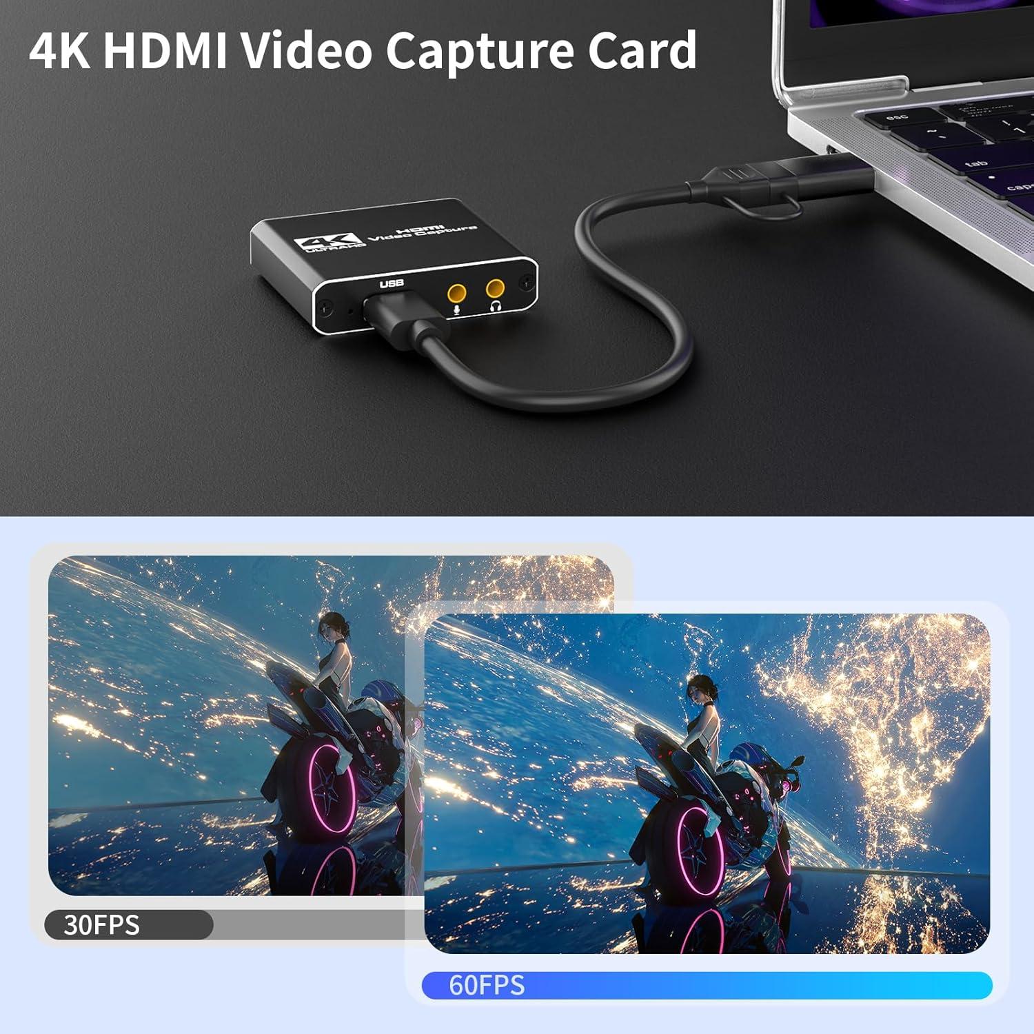 Tarjeta de Captura de Video Tihokile 4K 60FPS USB 3.0 HDMI