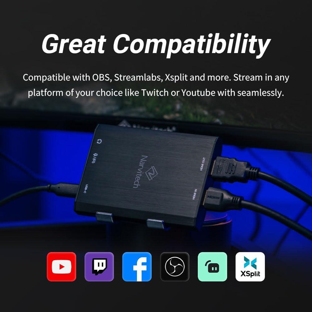 Tarjeta de Captura Externa 4K NARVITECH NJ500 - Passthrough 4K60