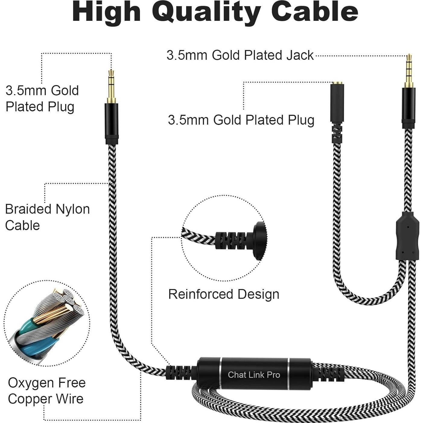 Replacement Chat Link Pro Audio Adapter for Elgato Series Gaming Capture Card, Compatible with Nintendo Switch, PS5, PS4, Capture Voice Chat, Game Sounds, 9.2Ft Extension Cable (3.5mm Jack)
