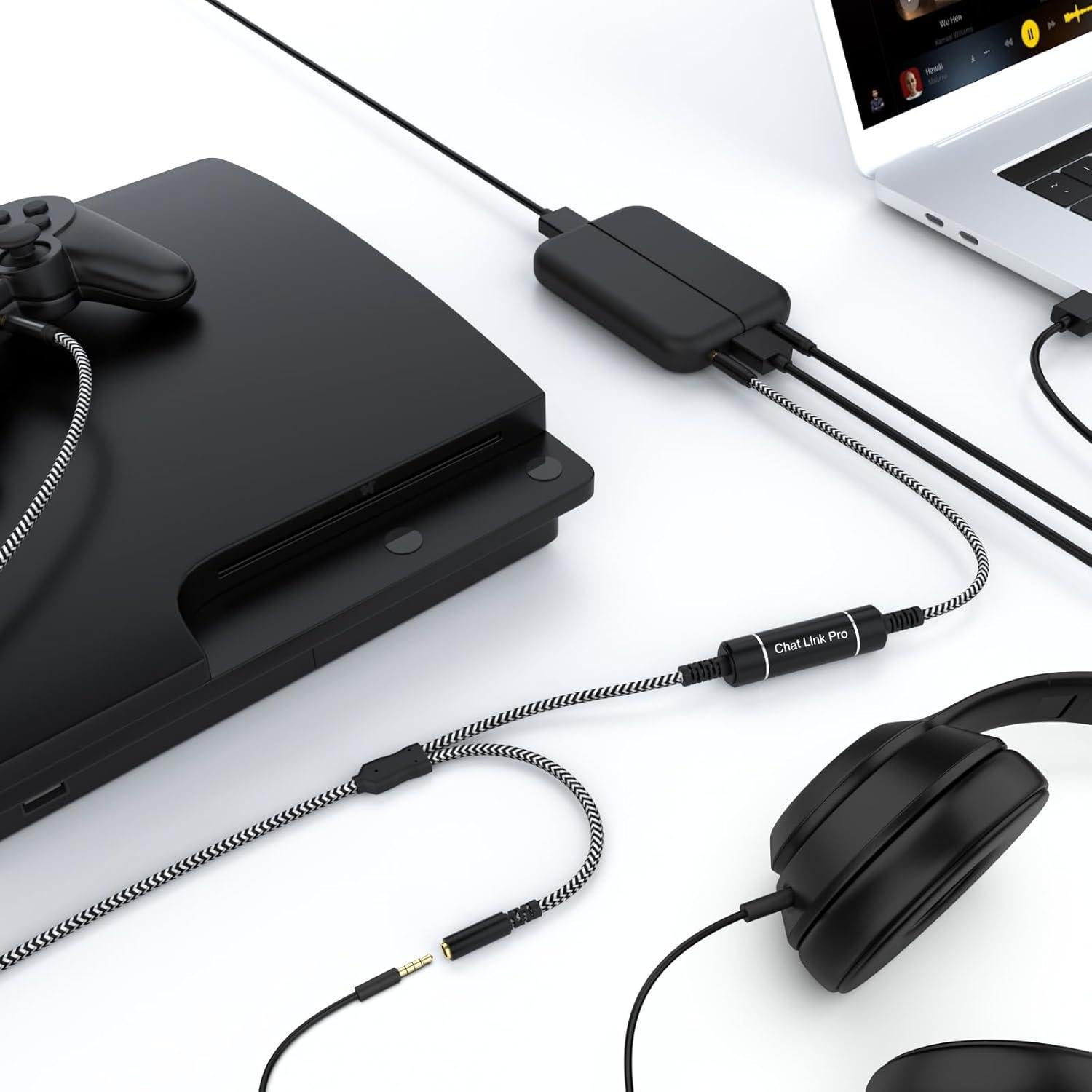 Replacement Chat Link Pro Audio Adapter for Elgato Series Gaming Capture Card, Compatible with Nintendo Switch, PS5, PS4, Capture Voice Chat, Game Sounds, 9.2Ft Extension Cable (3.5mm Jack)